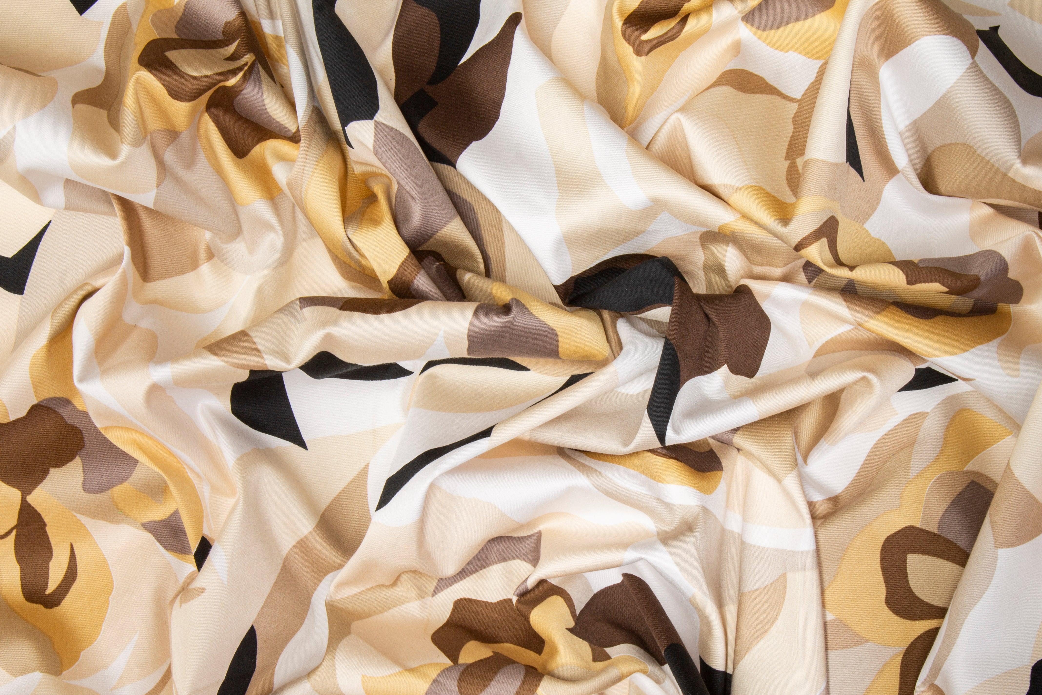 Floral Cotton Sateen - Brown - Prime Fabrics