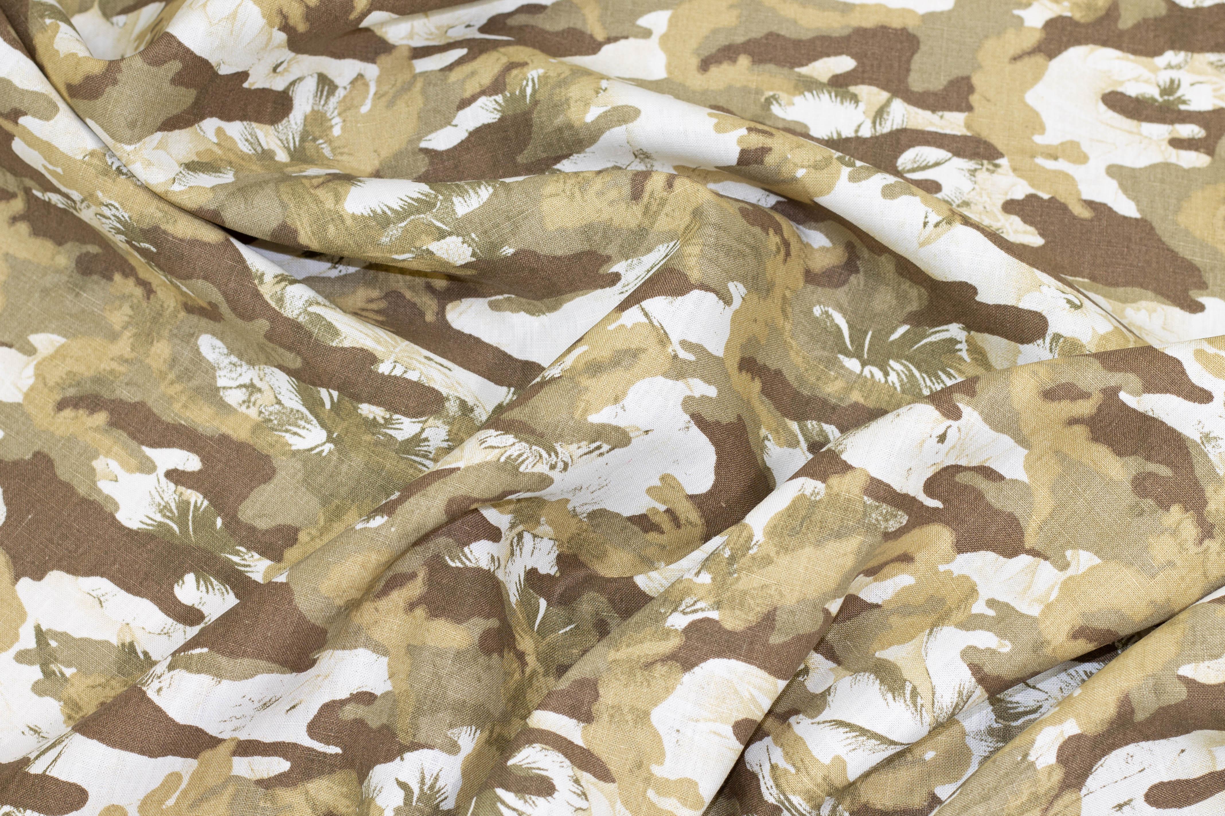 Green and Brown Camouflage Linen - Prime Fabrics