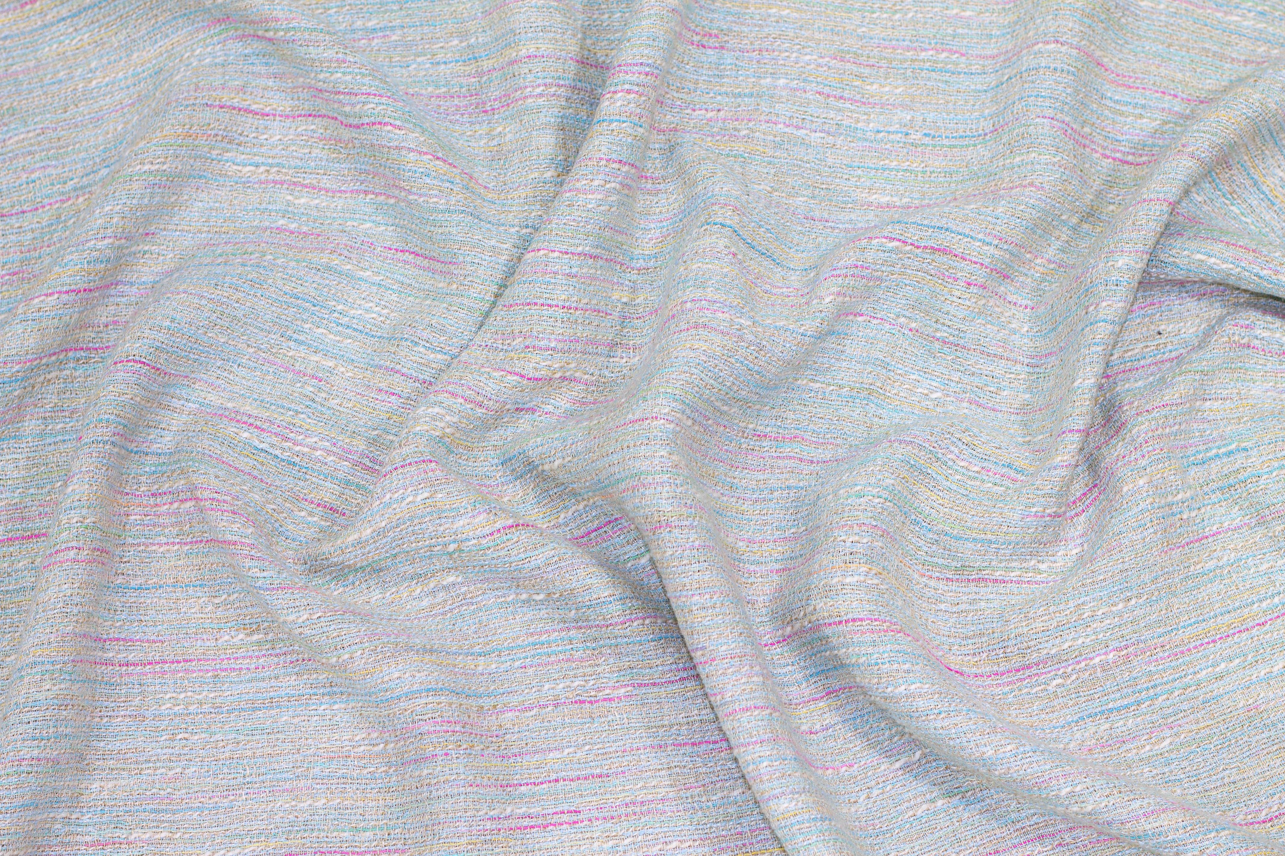 Multicolor Blue Tone Italian Cotton and Linen Blend - Prime Fabrics