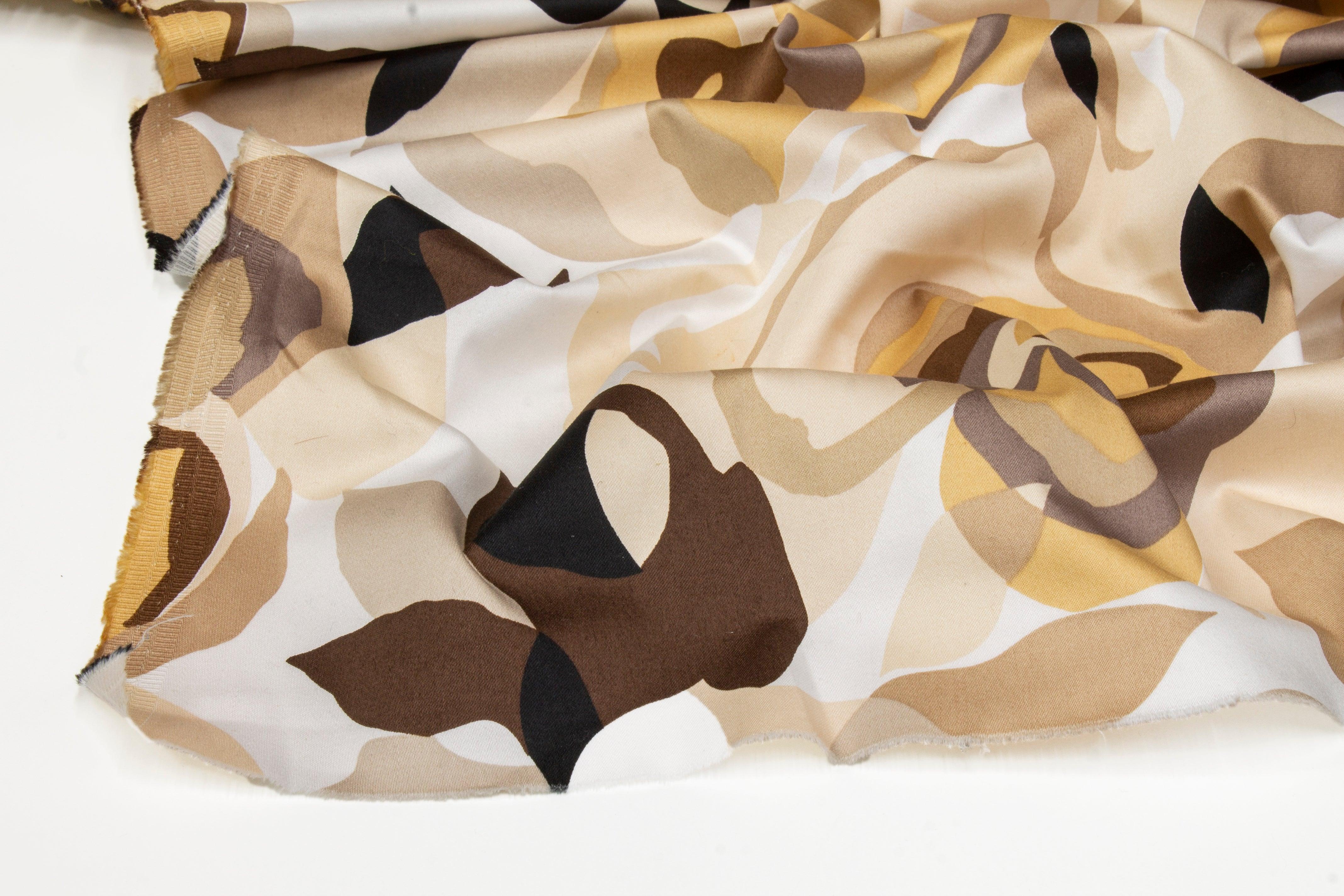Floral Cotton Sateen - Brown - Prime Fabrics