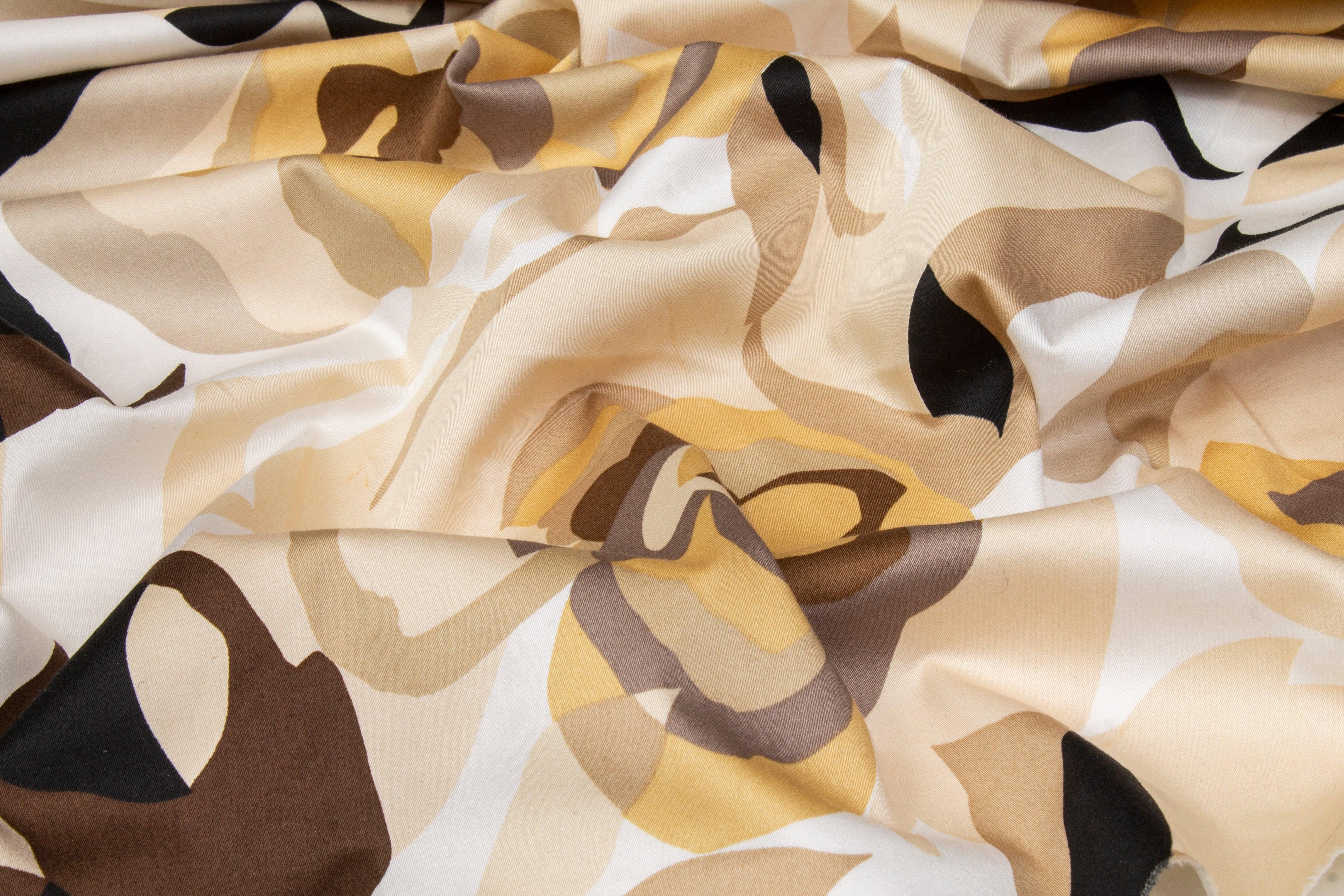 Floral Cotton Sateen - Brown - Prime Fabrics