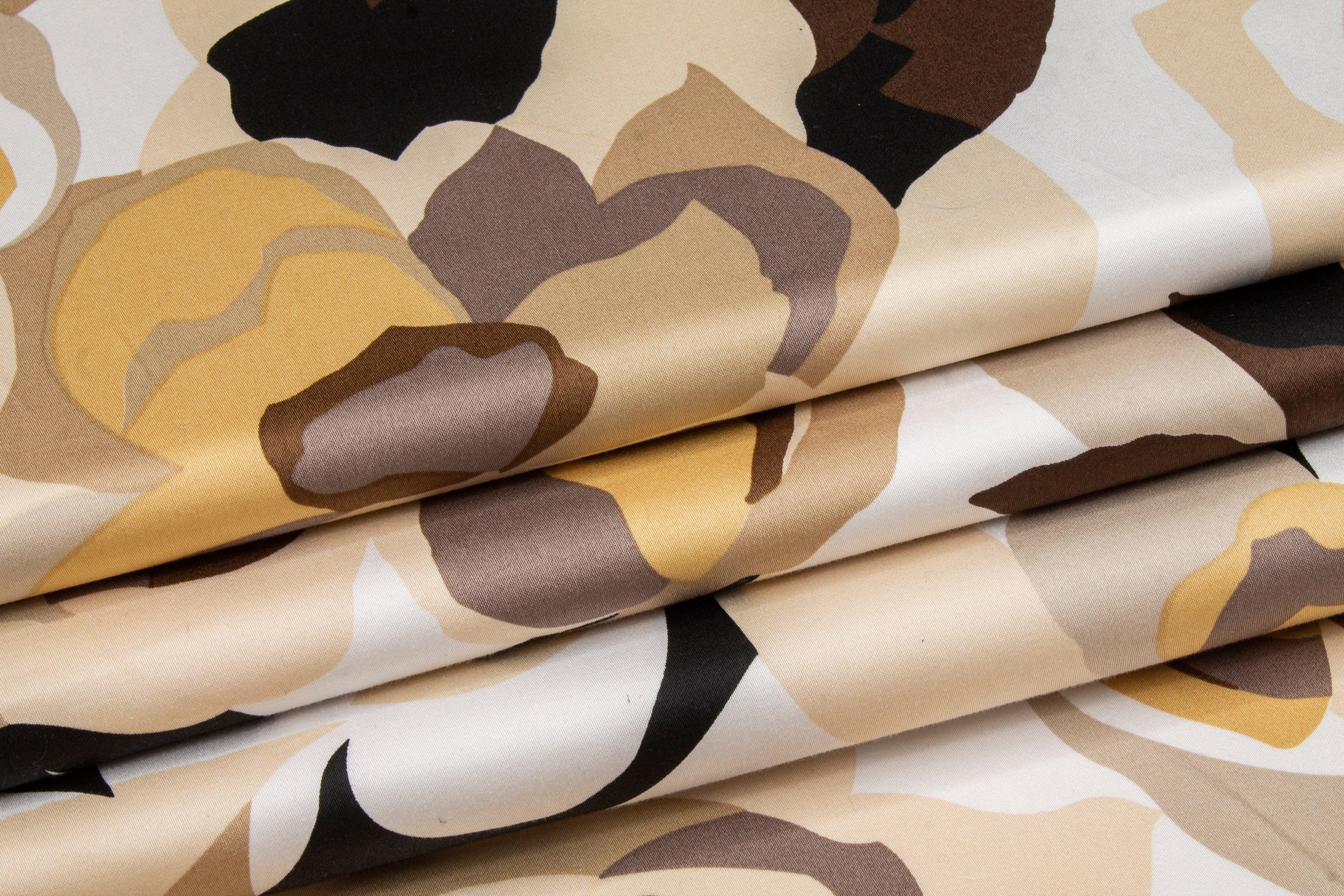 Floral Cotton Sateen - Brown - Prime Fabrics