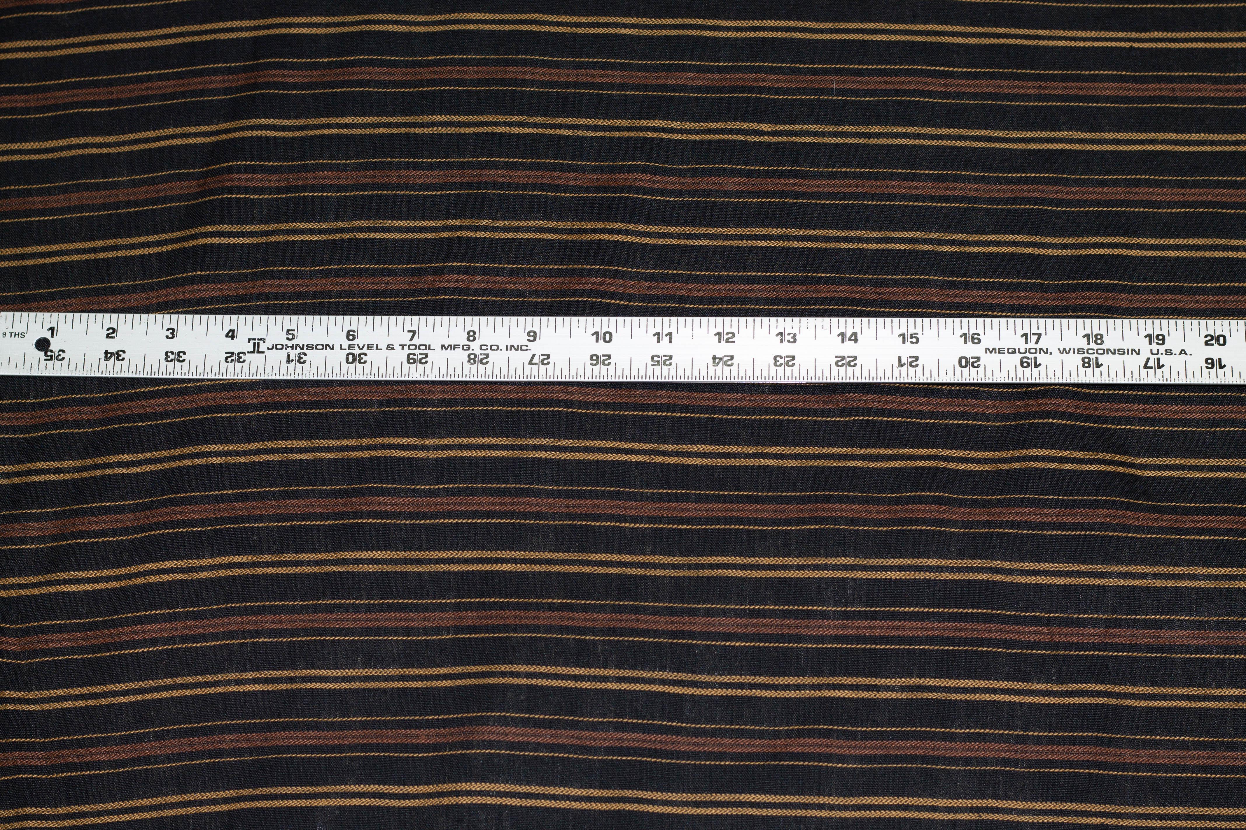 Black, Brown, and Gold Striped Linen - Prime Fabrics