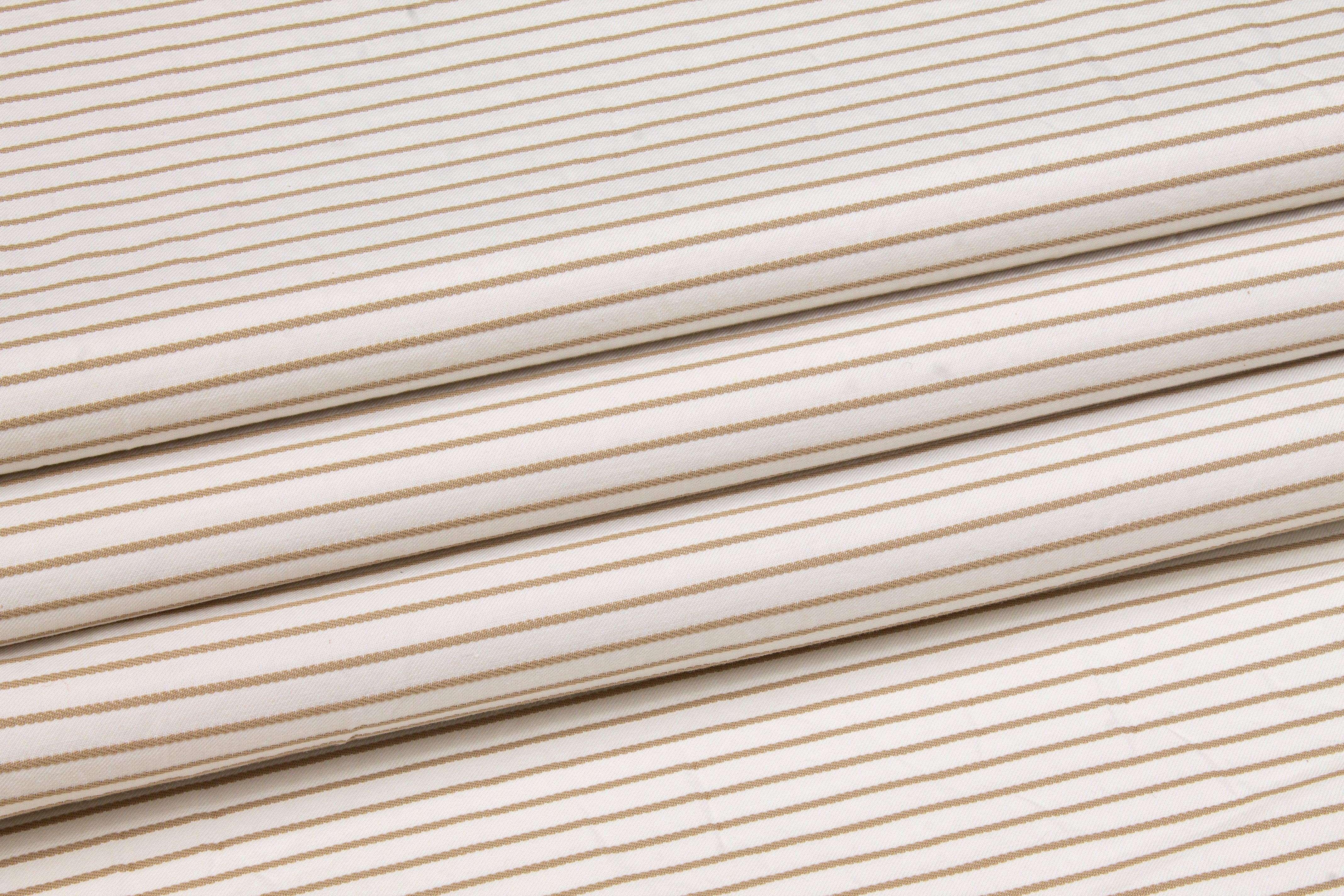 Textured Striped Cotton Twill - Brown and Off White - Prime Fabrics