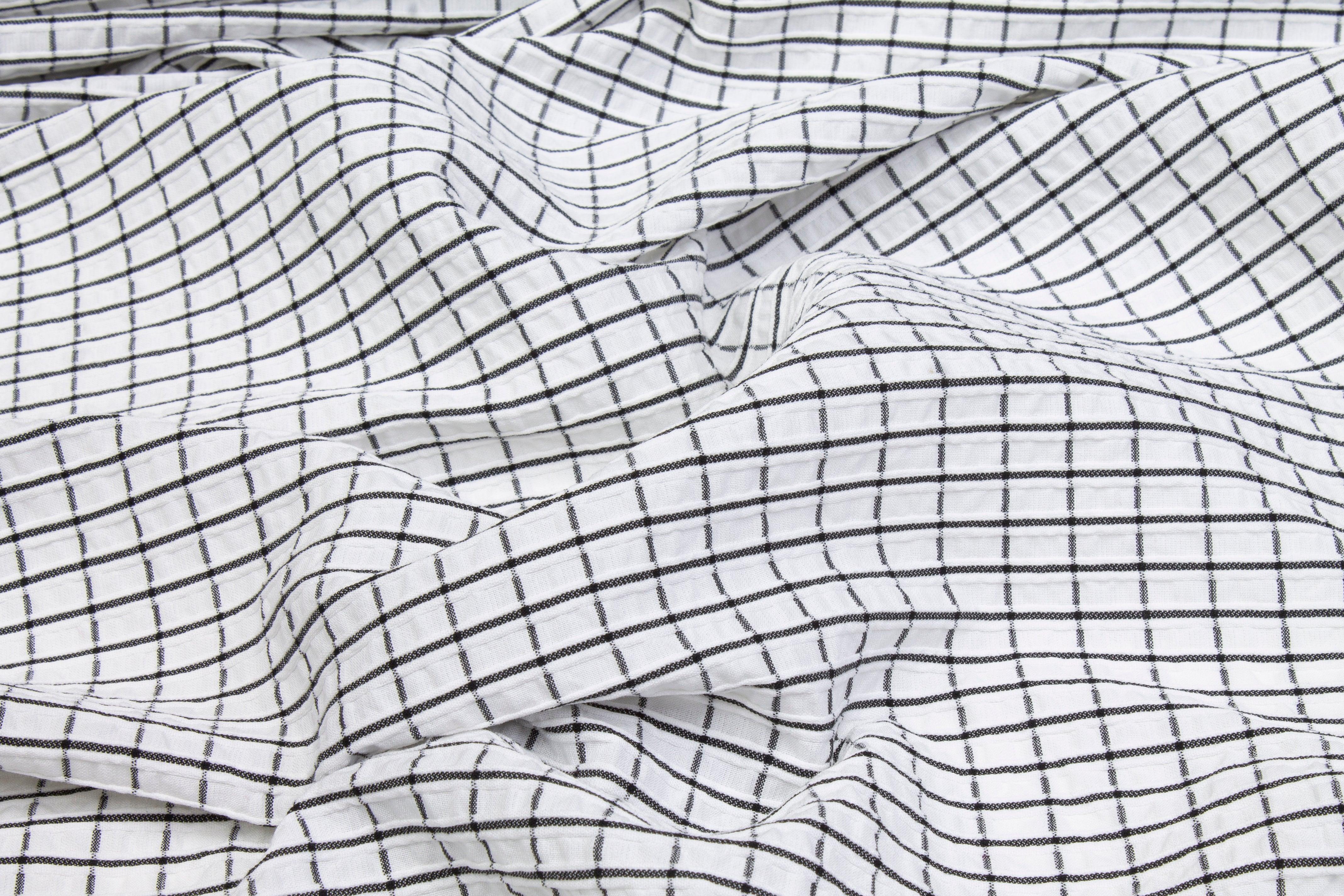 Checked Seersucker Cotton - Black and White - Prime Fabrics