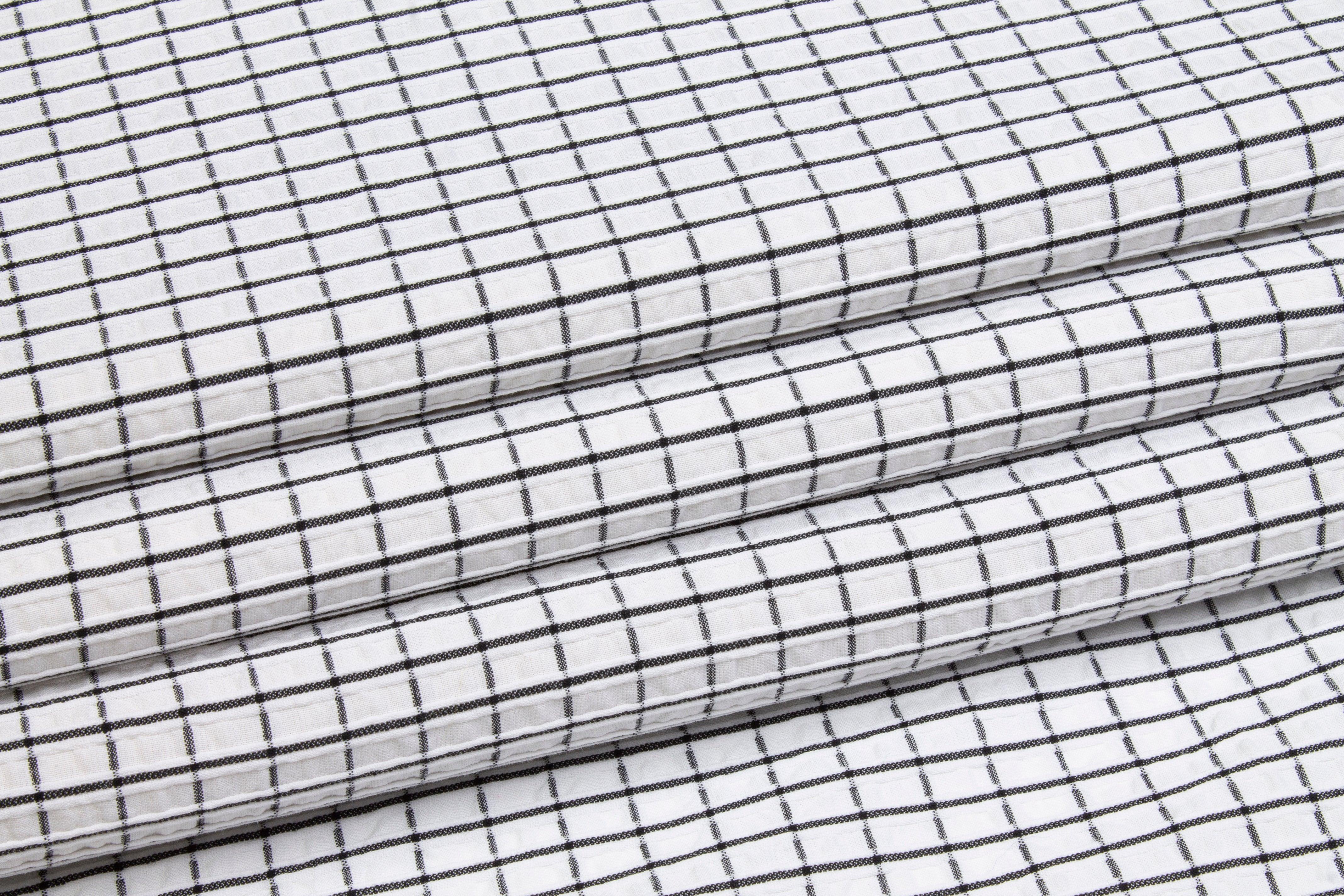 Checked Seersucker Cotton - Black and White - Prime Fabrics