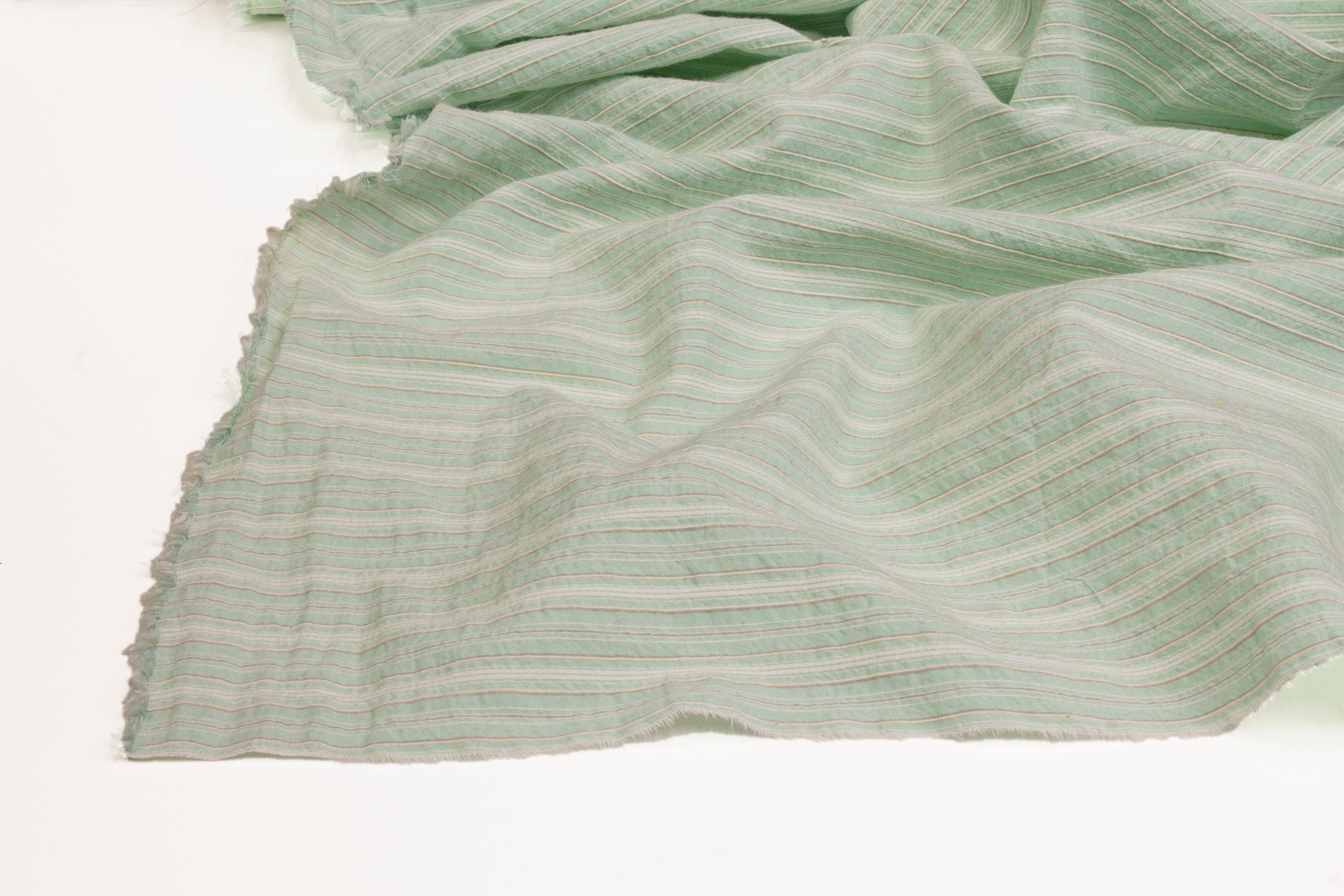 Striped Textured Cotton - Mint Green - Prime Fabrics