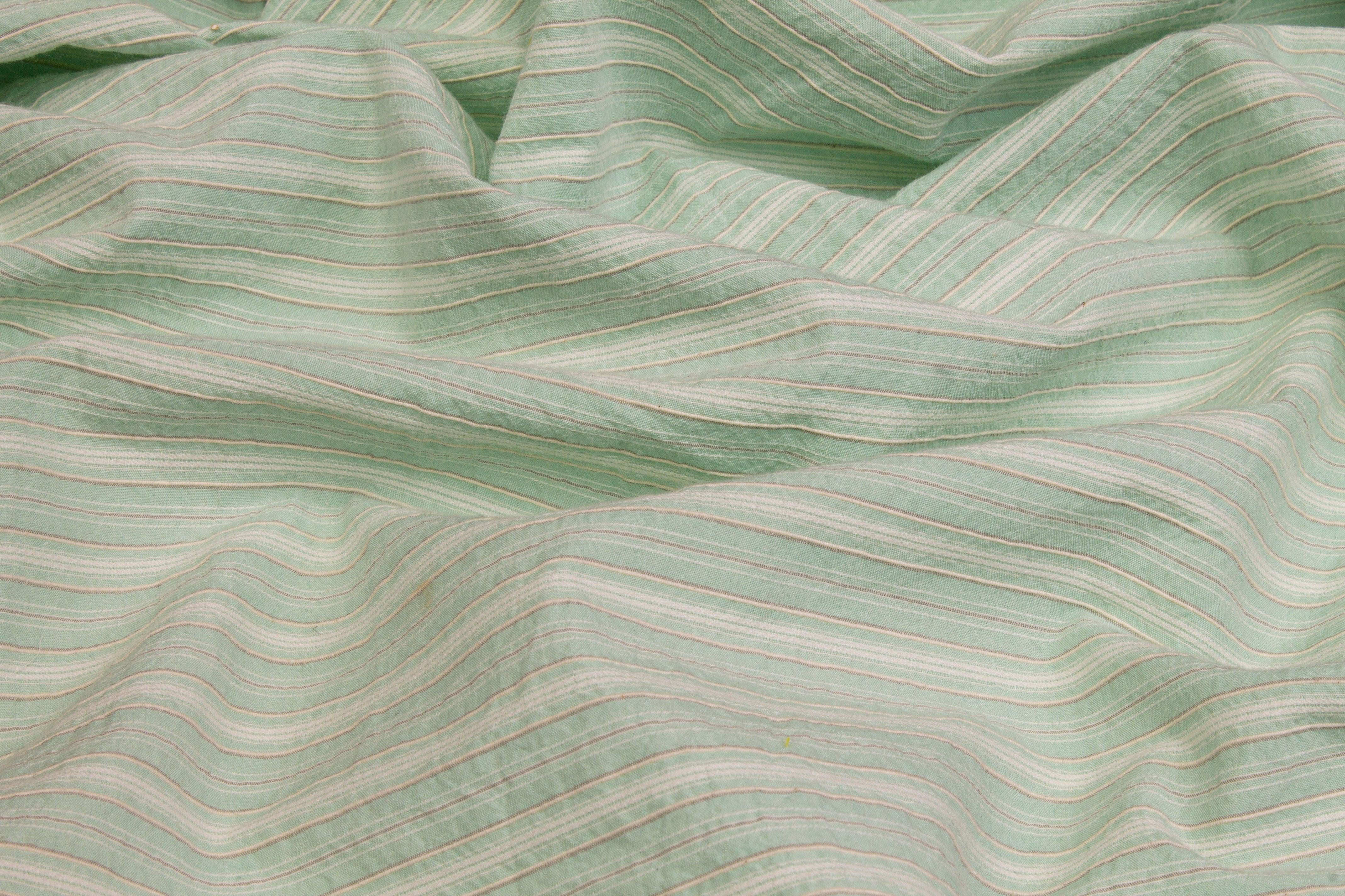 Striped Textured Cotton - Mint Green - Prime Fabrics