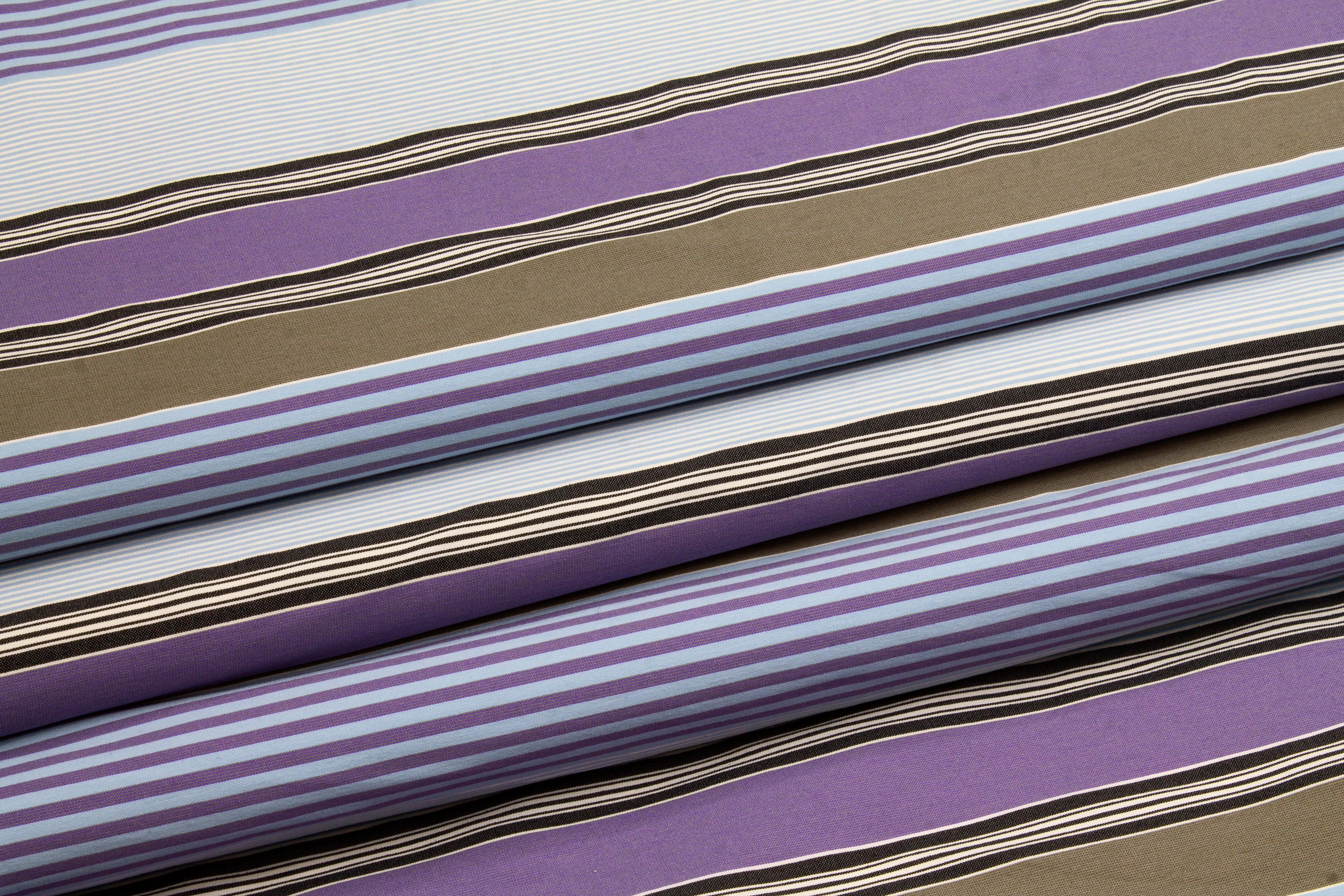 Striped Shirting - Purple, Blue, Khaki Green - Prime Fabrics
