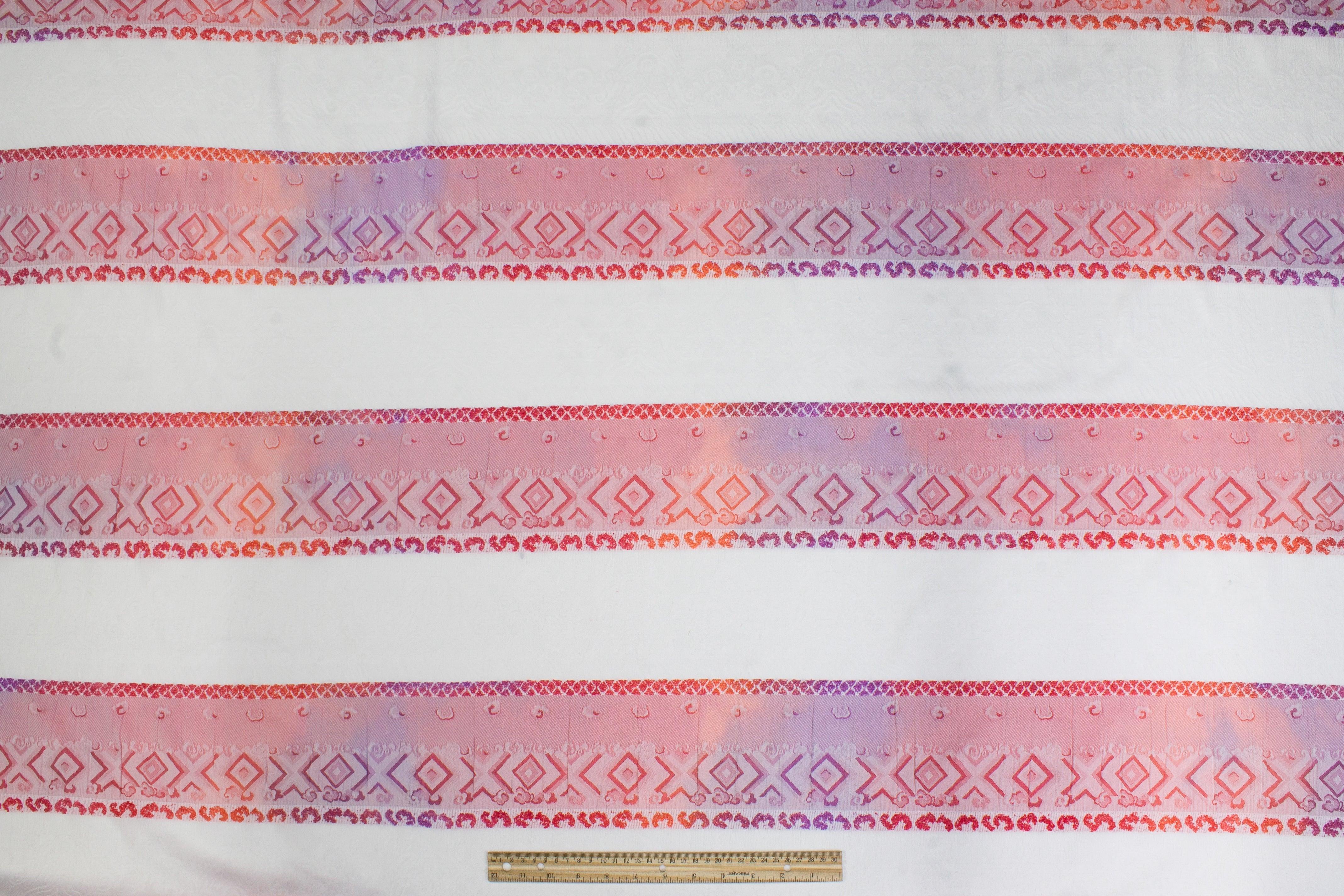 Embroidered Jacquard - Iridescent Pink, Purple, and White - Prime Fabrics