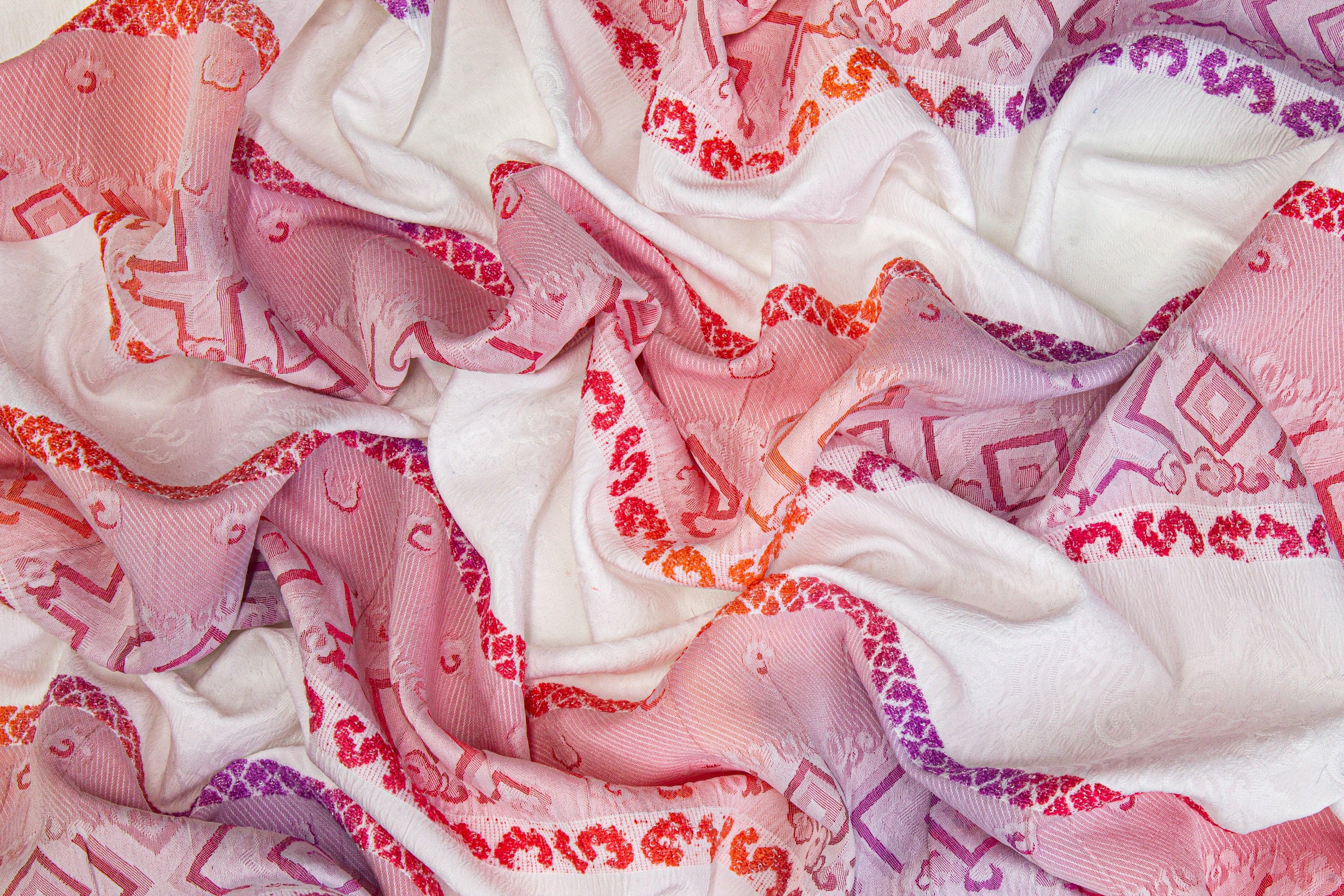 Embroidered Jacquard - Iridescent Pink, Purple, and White - Prime Fabrics