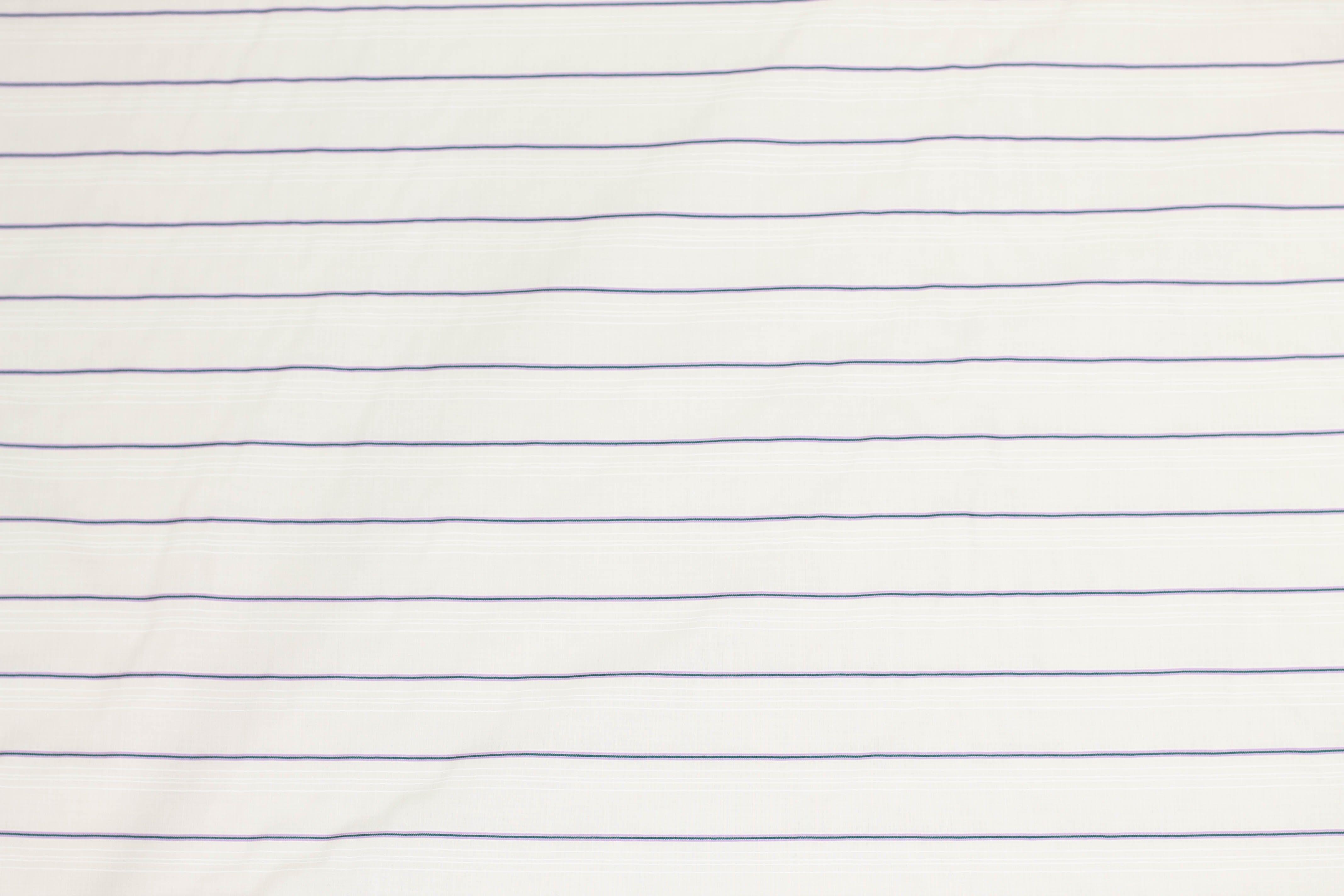 Off White and Purple and Green Striped Cotton Shirting - Prime Fabrics