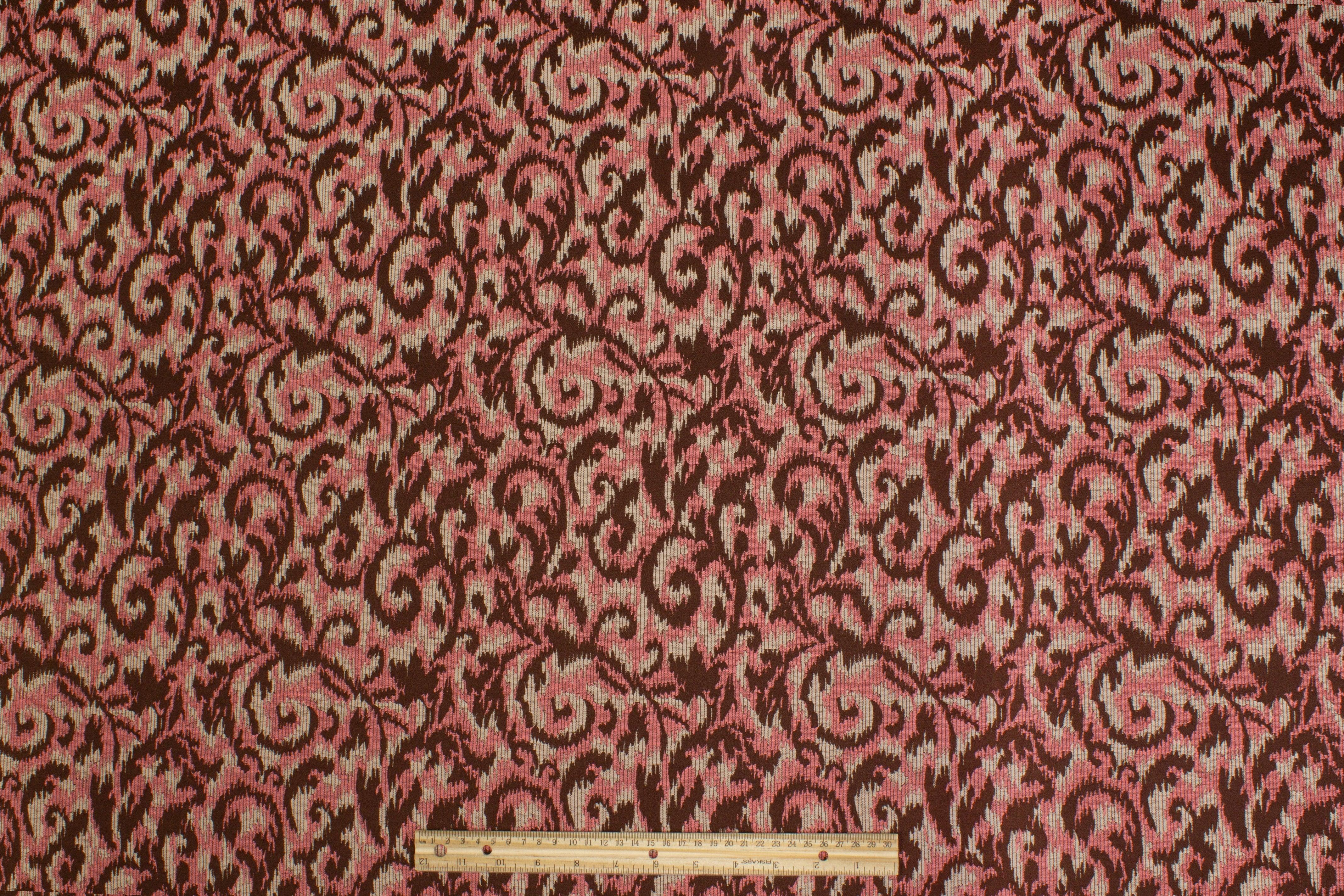 Ikat Jacquard - Pink and Brown - Prime Fabrics