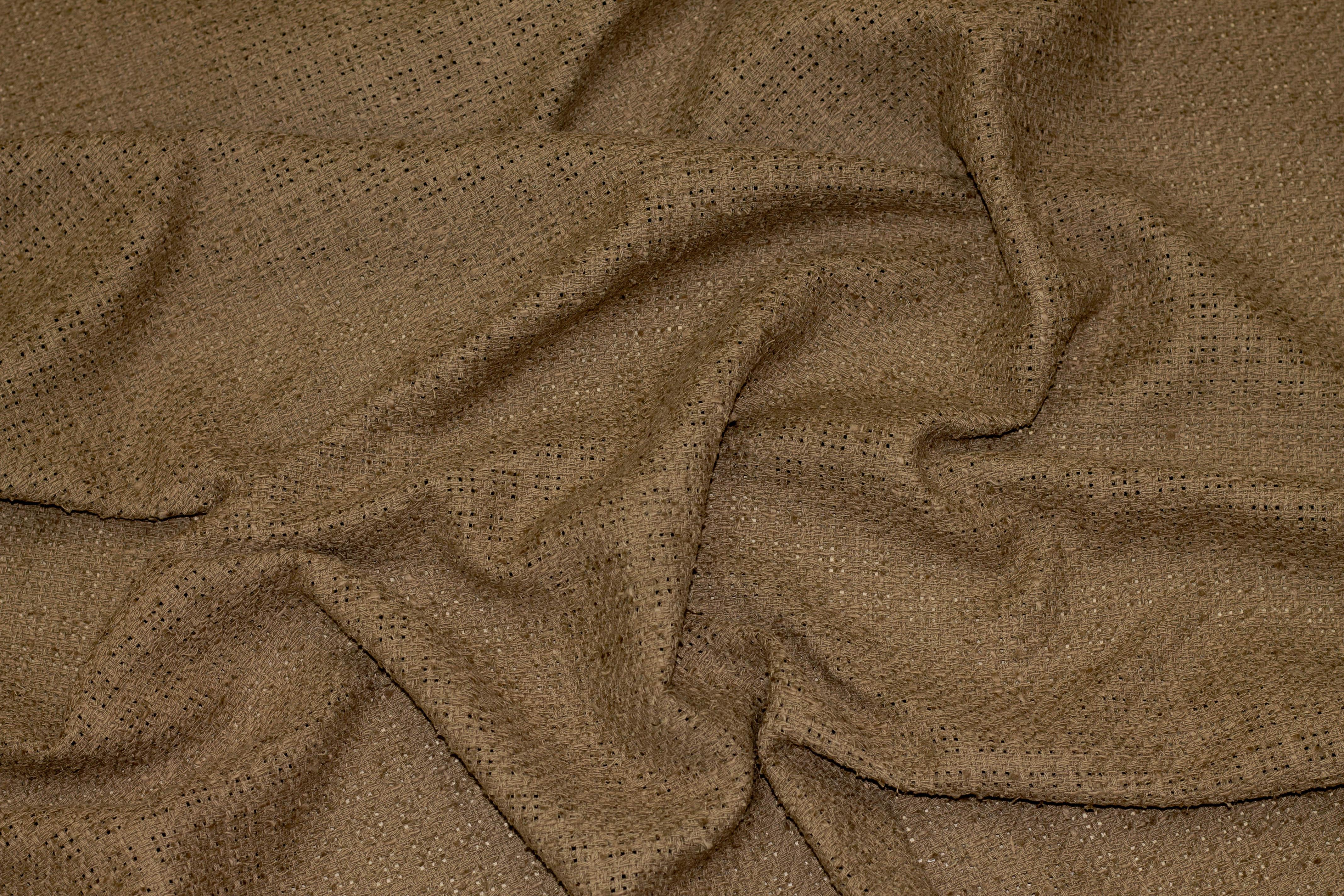 Brown Italian Cotton and Linen Blend Eyelet Boucle - Prime Fabrics