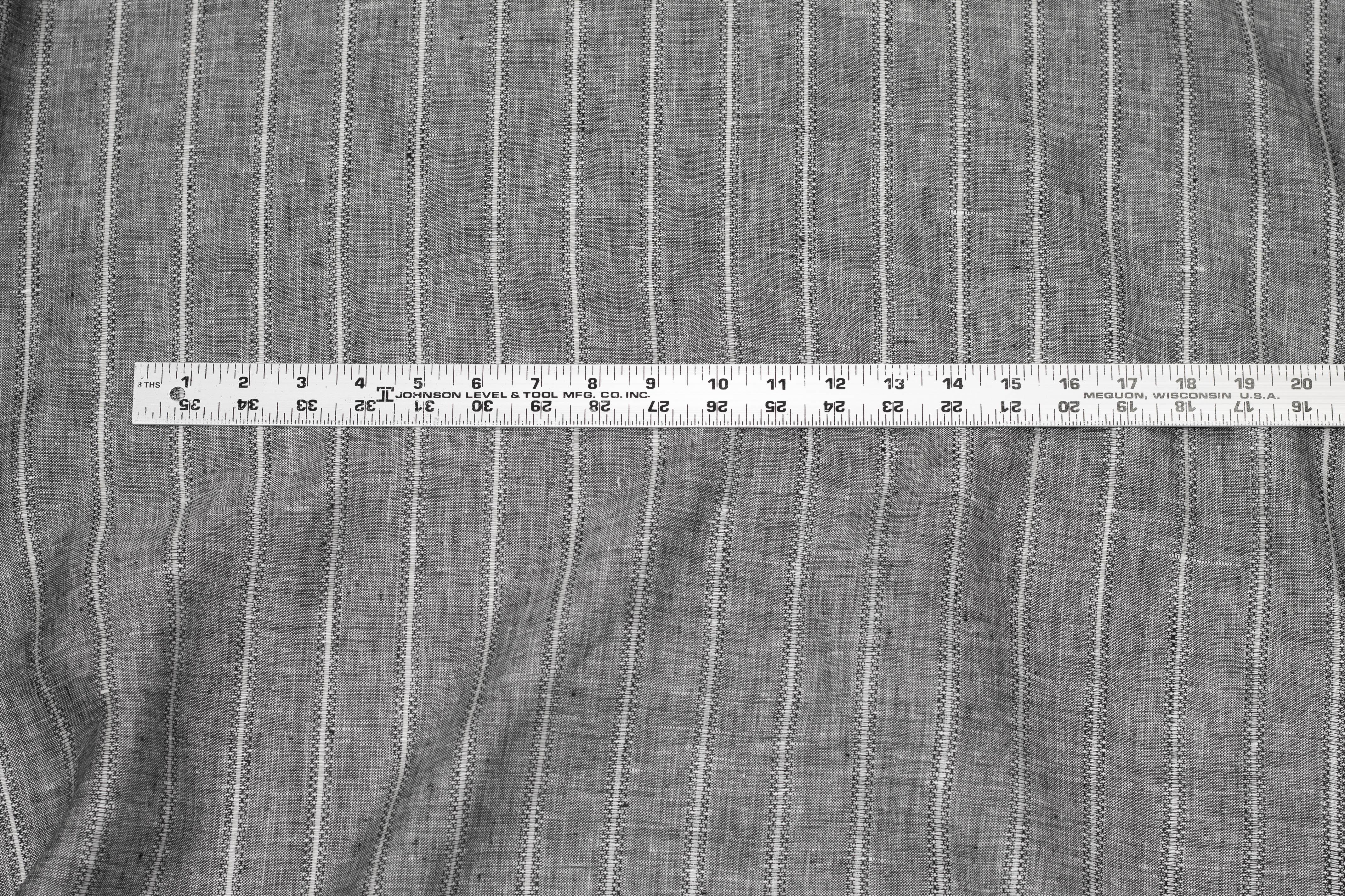 Gray Striped Italian Linen - Prime Fabrics