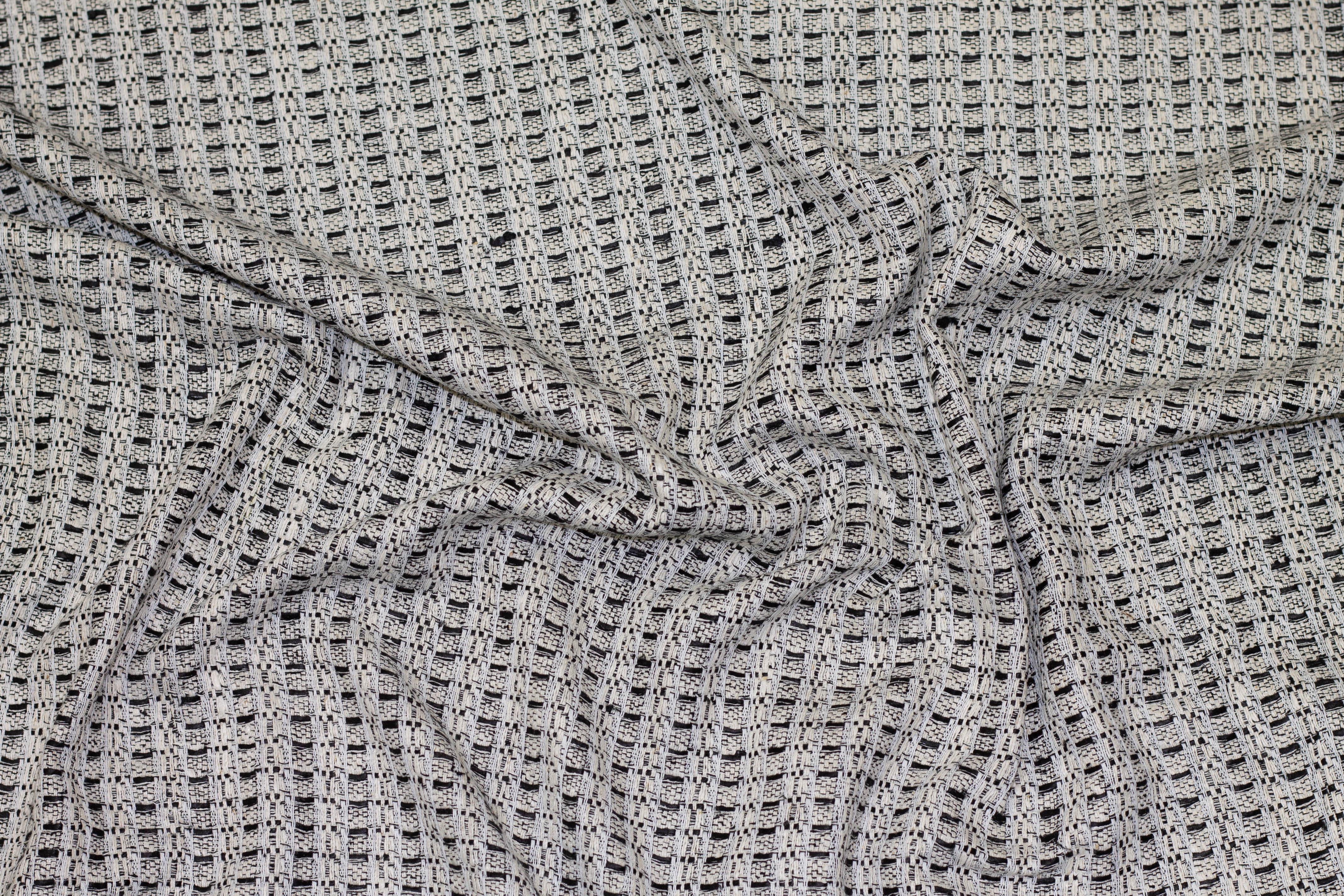 Black and White Silk and Linen Blend - Prime Fabrics