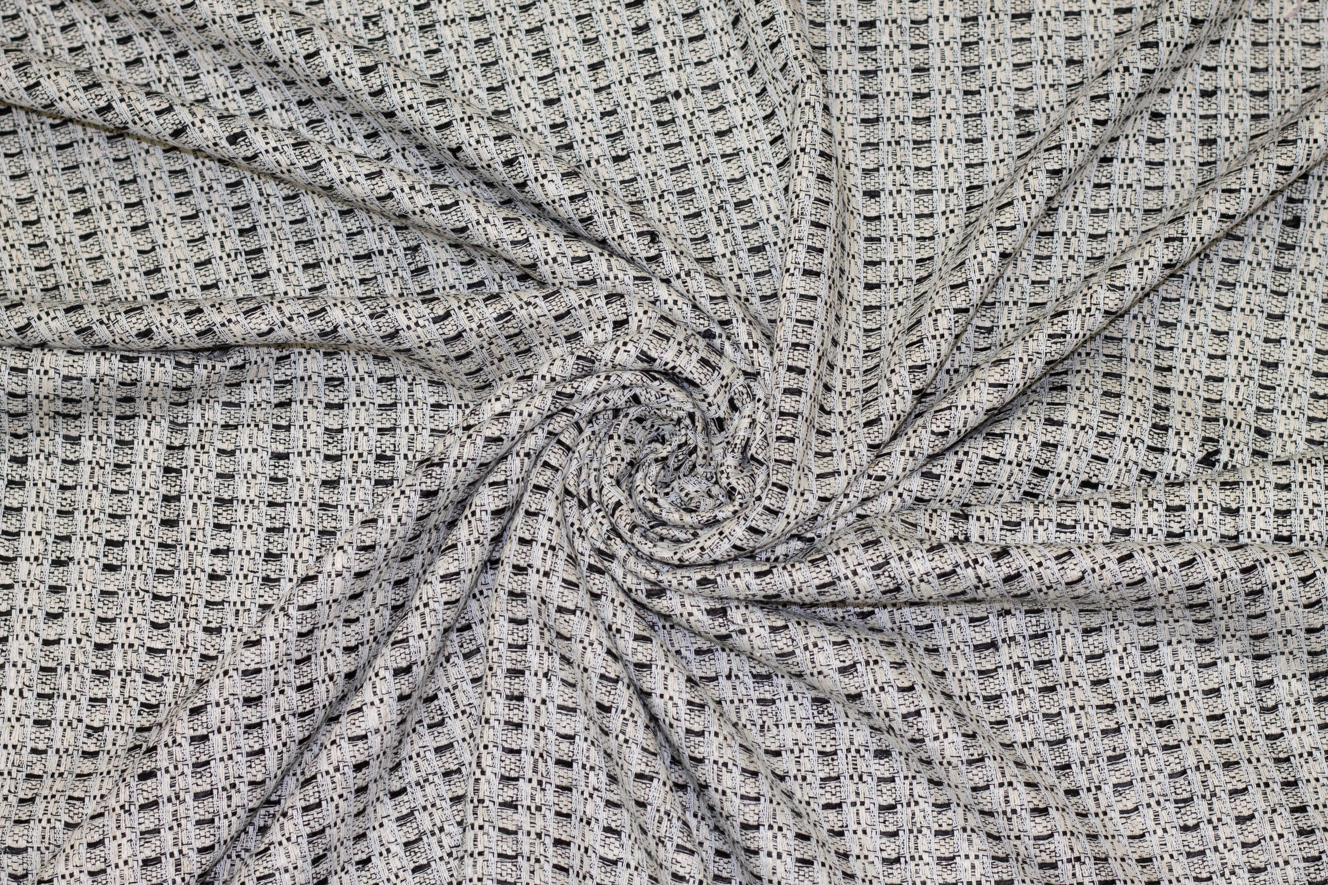 Black and White Silk and Linen Blend - Prime Fabrics
