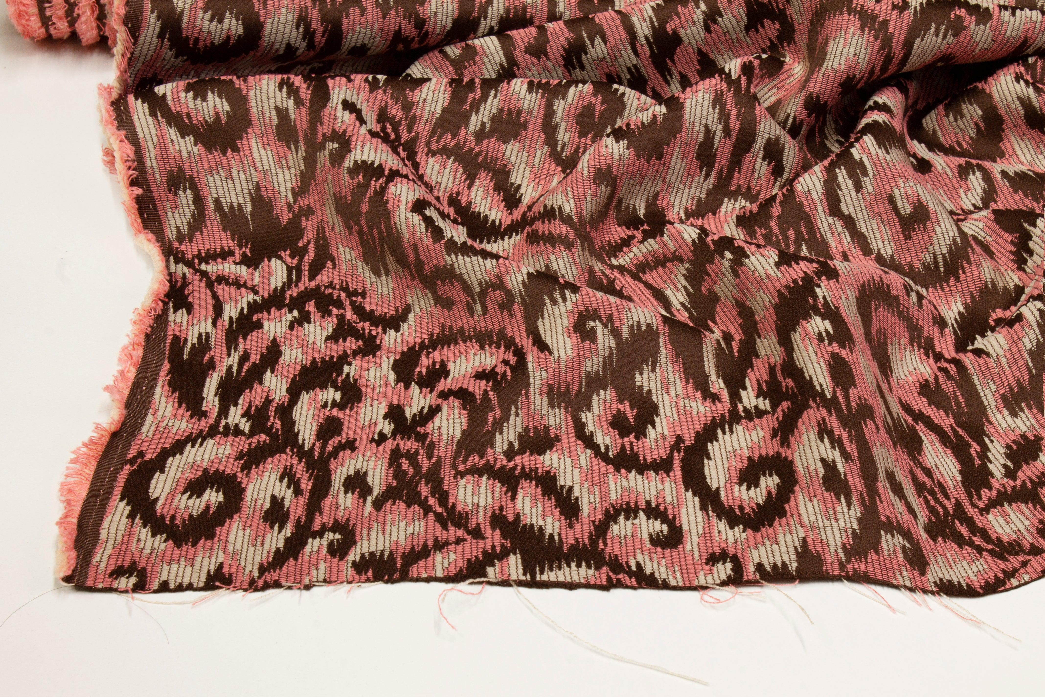 Ikat Jacquard - Pink and Brown - Prime Fabrics