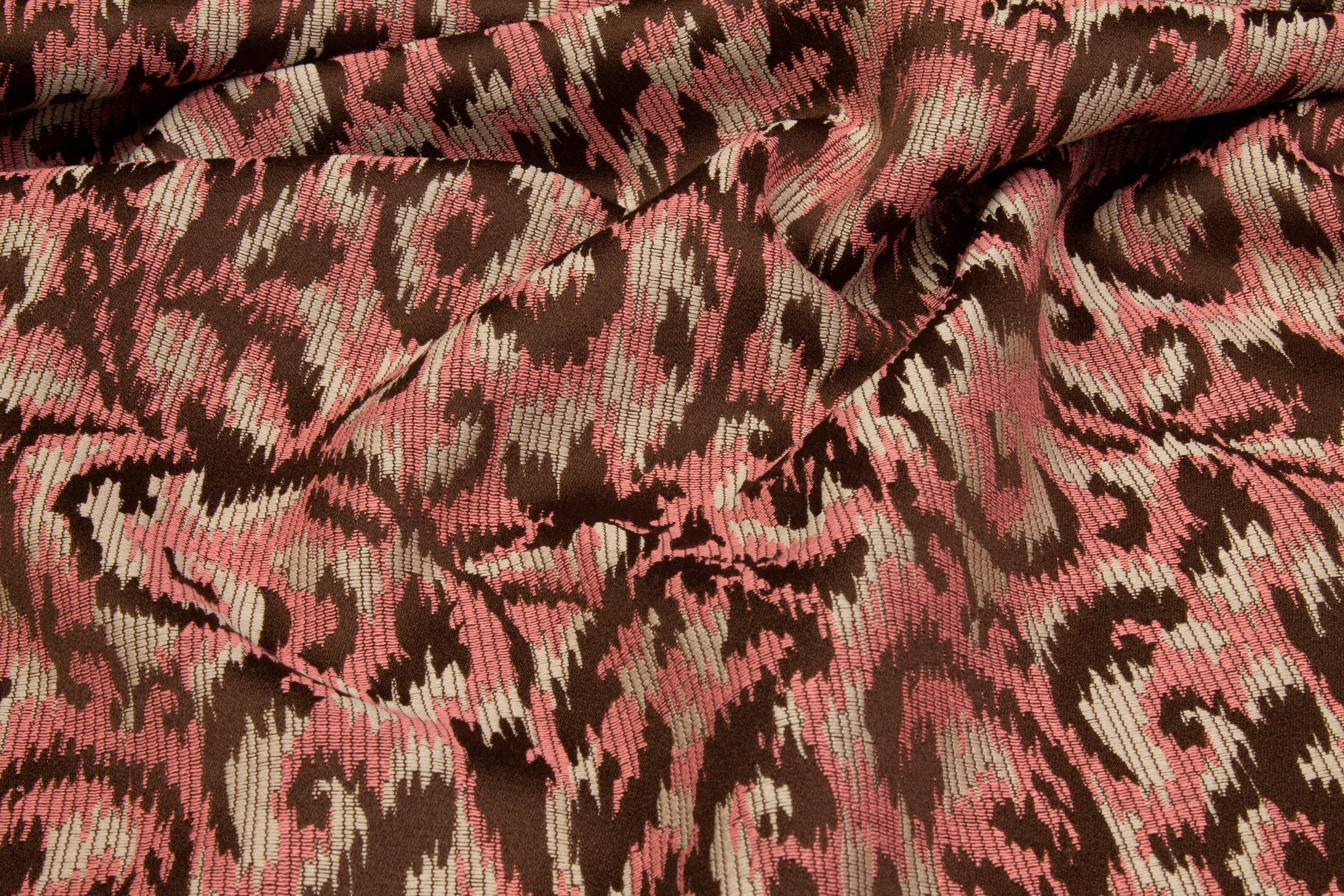 Ikat Jacquard - Pink and Brown - Prime Fabrics