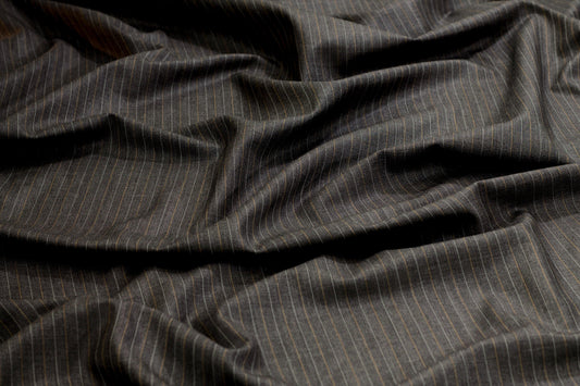 Gray Striped British Merino Wool - Prime Fabrics