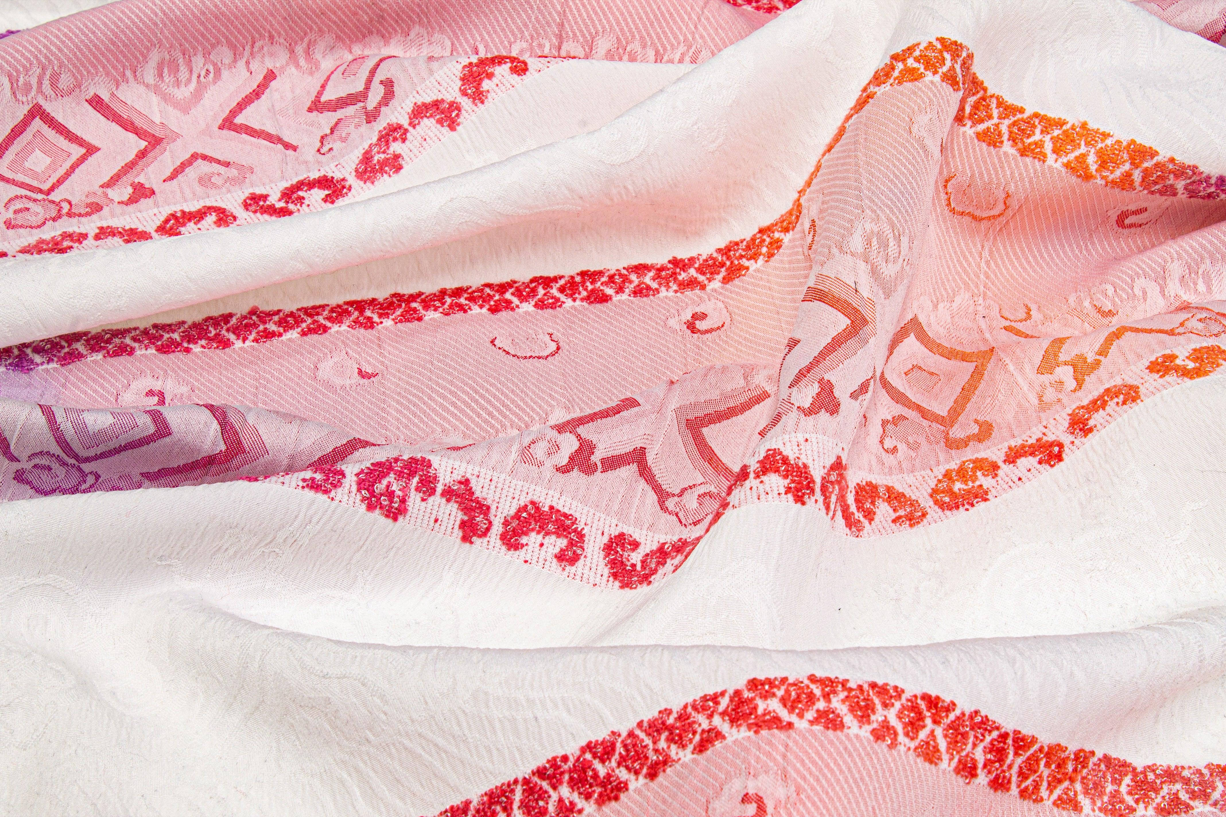 Embroidered Jacquard - Iridescent Pink, Purple, and White - Prime Fabrics