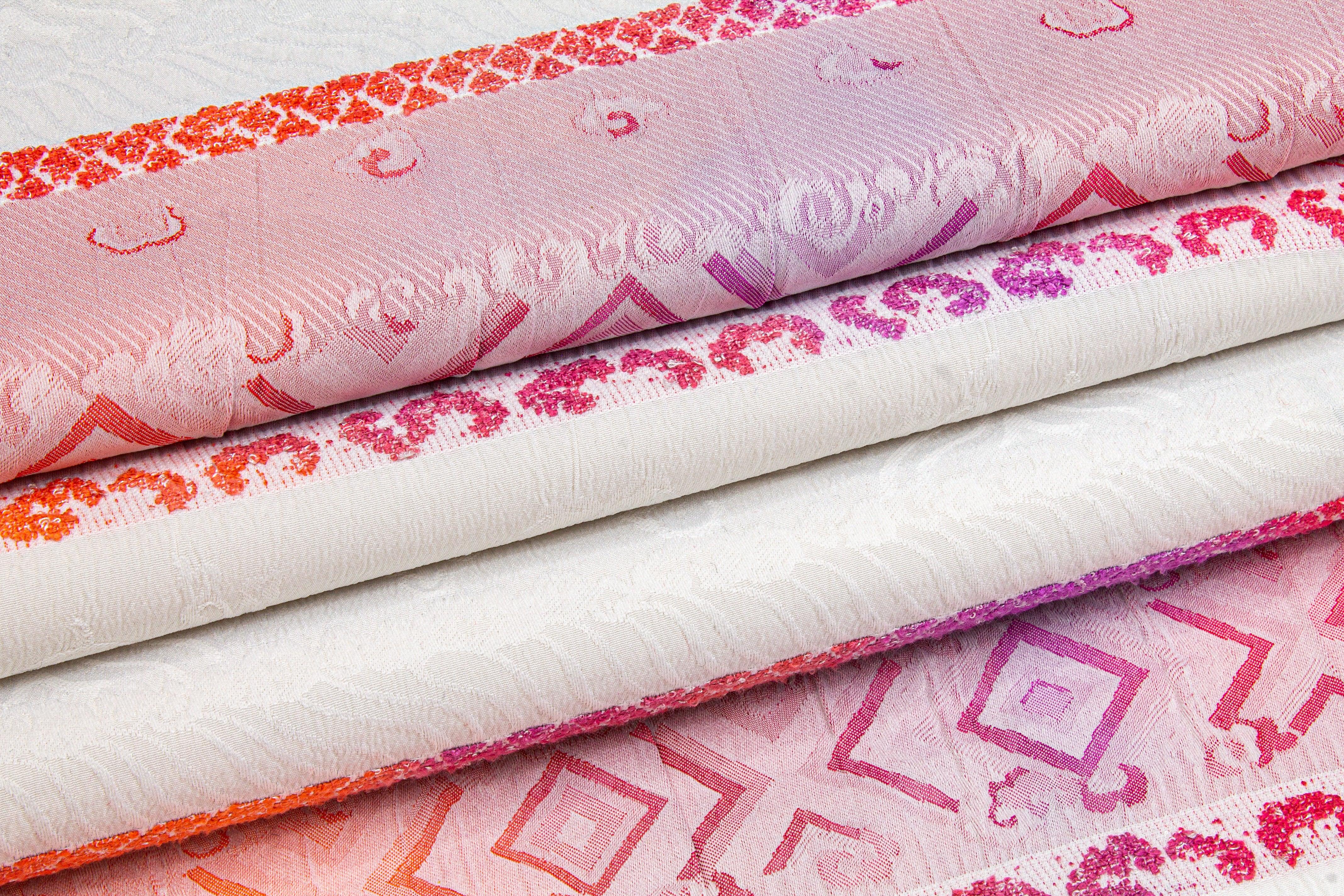 Embroidered Jacquard - Iridescent Pink, Purple, and White - Prime Fabrics