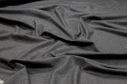 Charcoal Gray Pin Striped Italian Wool - Prime Fabrics