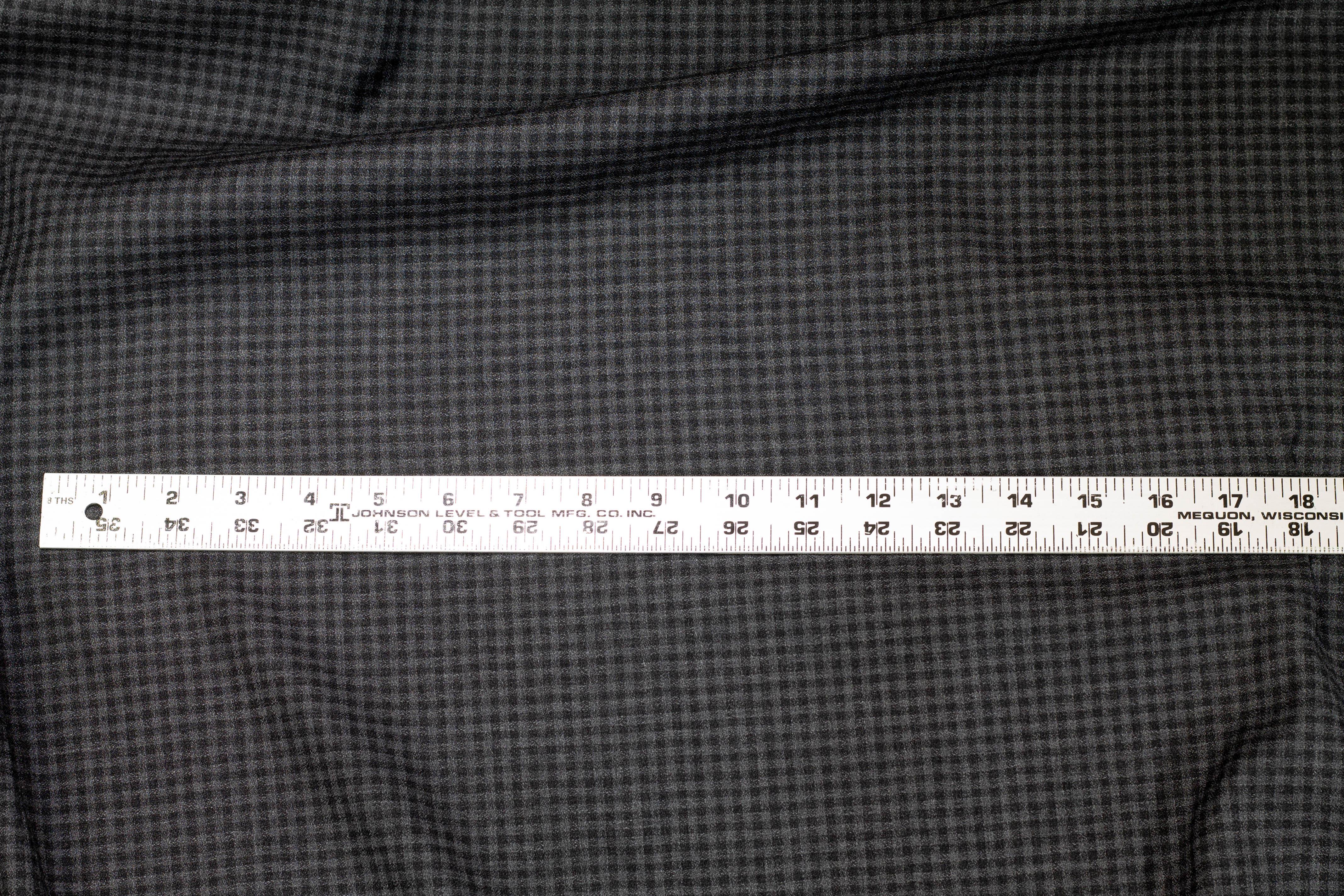 Charcoal Gray Gingham Checked Italian Wool Suiting - Prime Fabrics