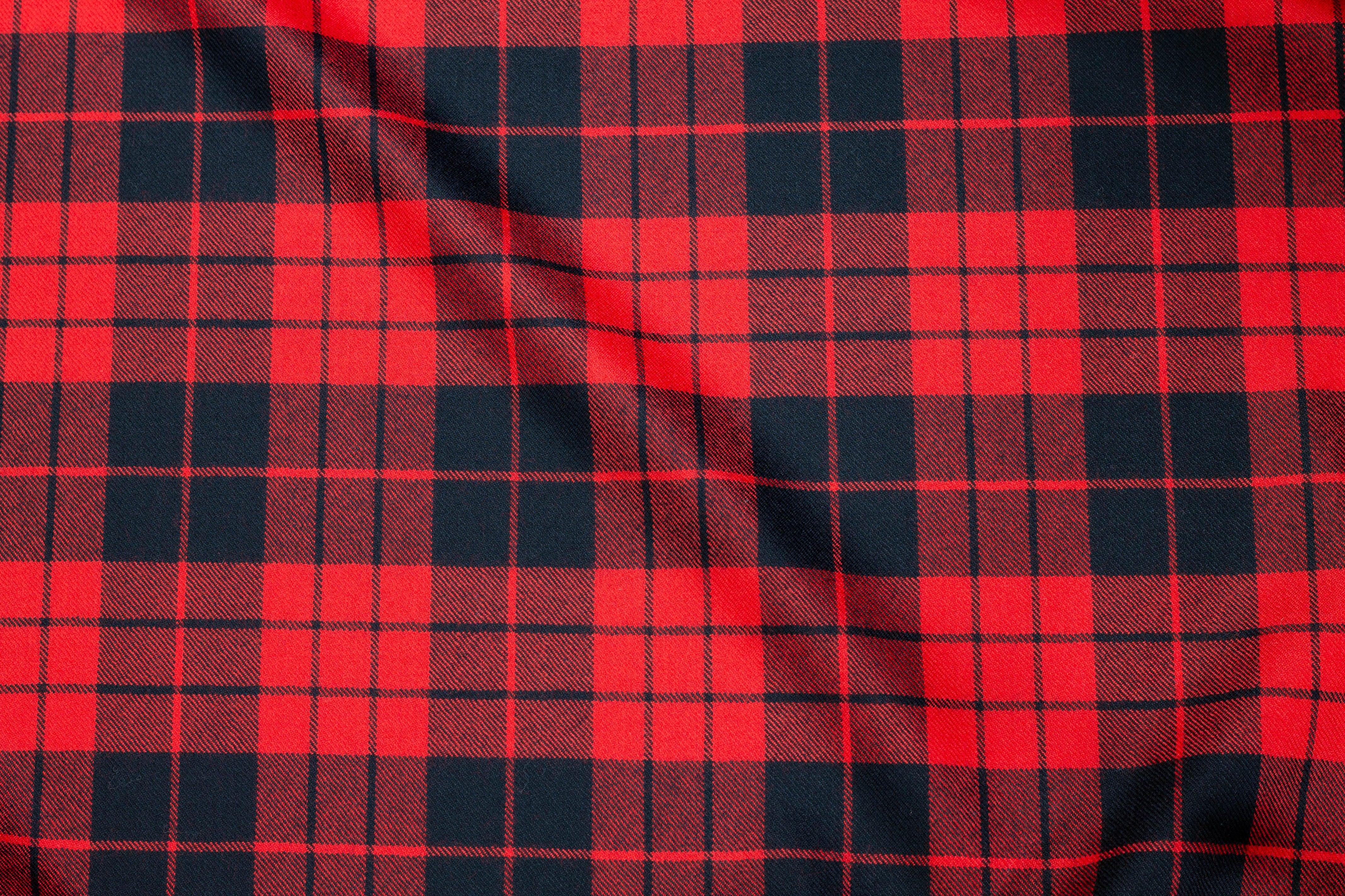 Red and Black Plaid Italian Wool Suiting - Prime Fabrics