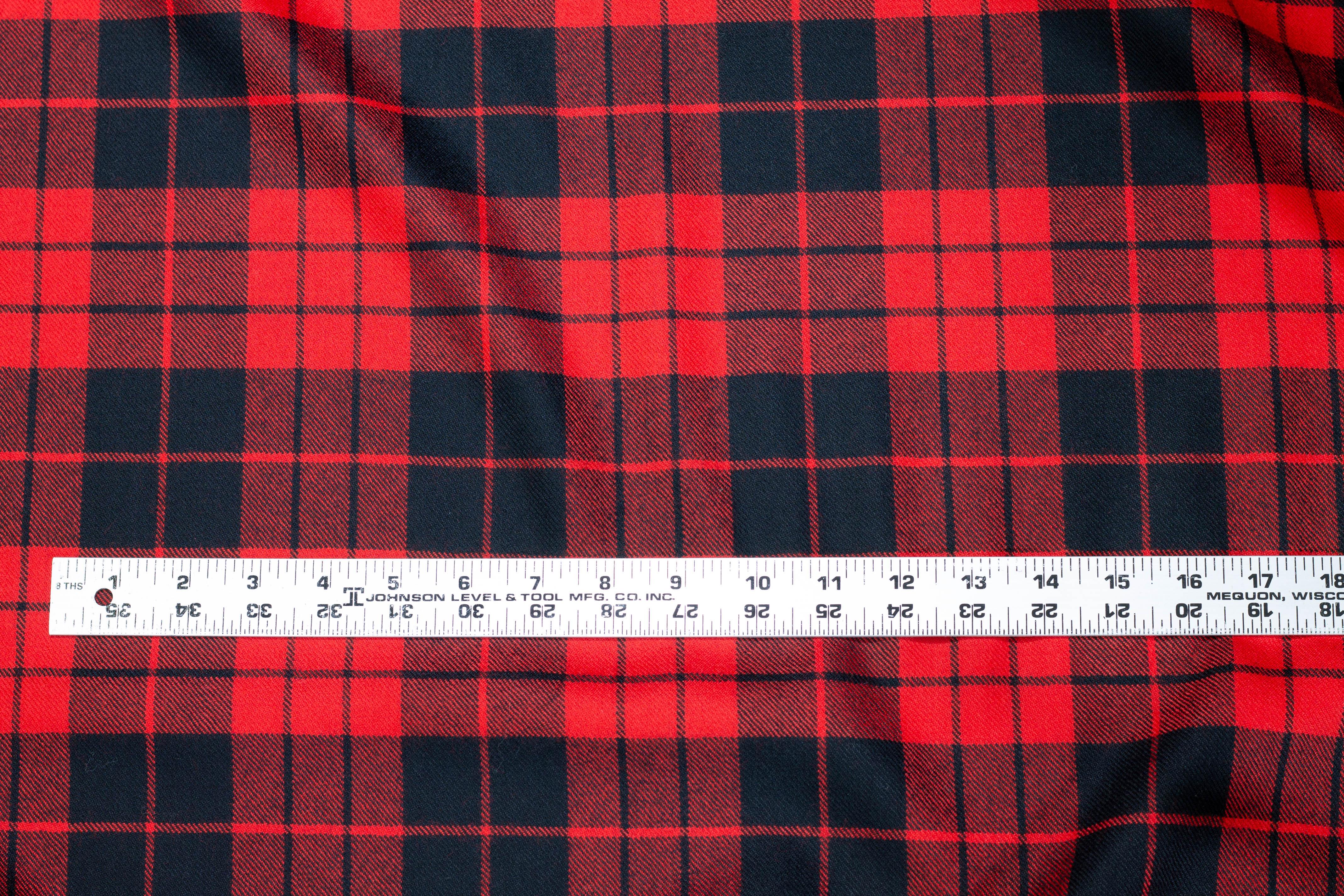 Red and Black Plaid Italian Wool Suiting - Prime Fabrics