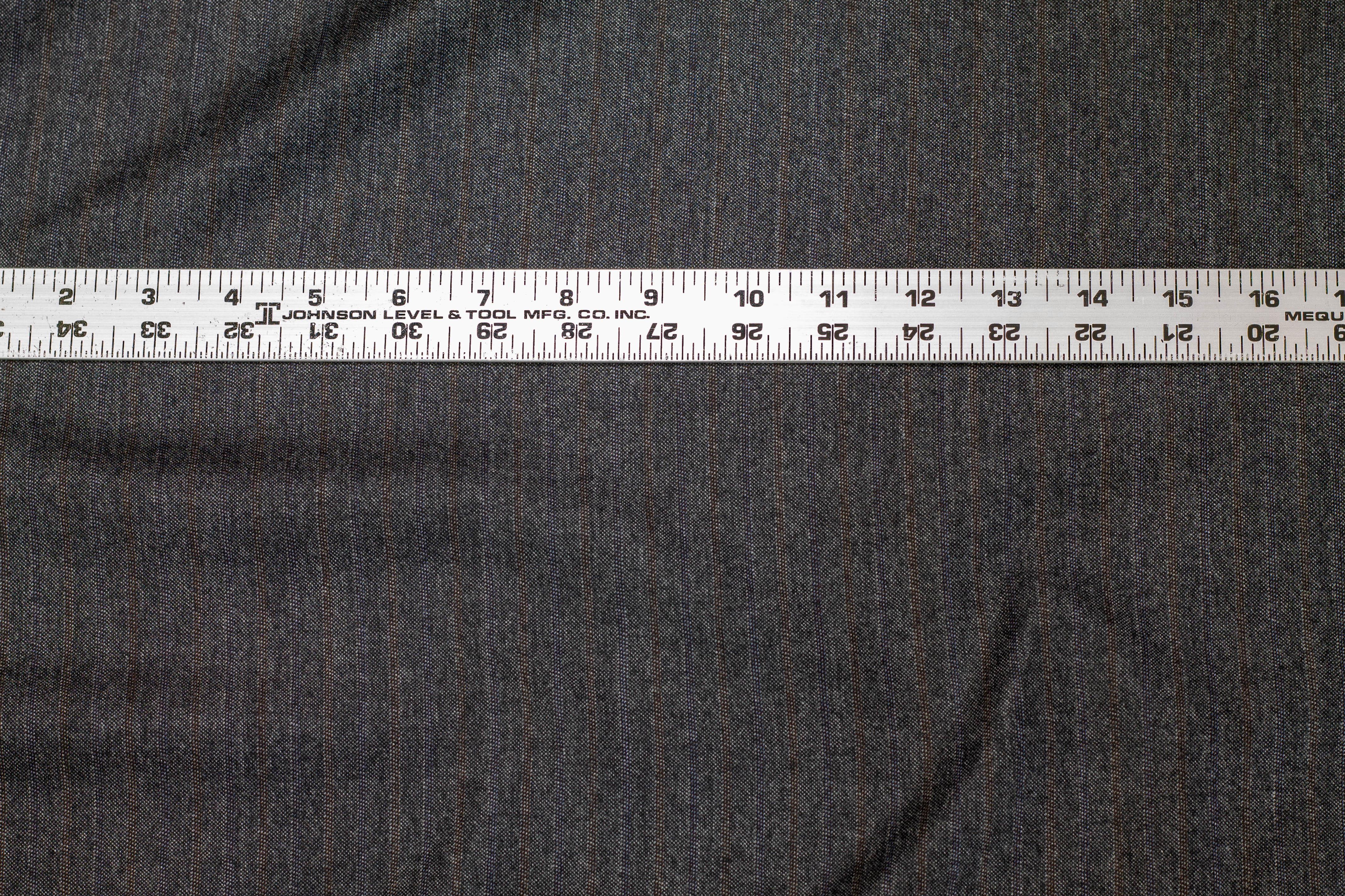 Charcoal Gray Striped Italian Wool - Prime Fabrics