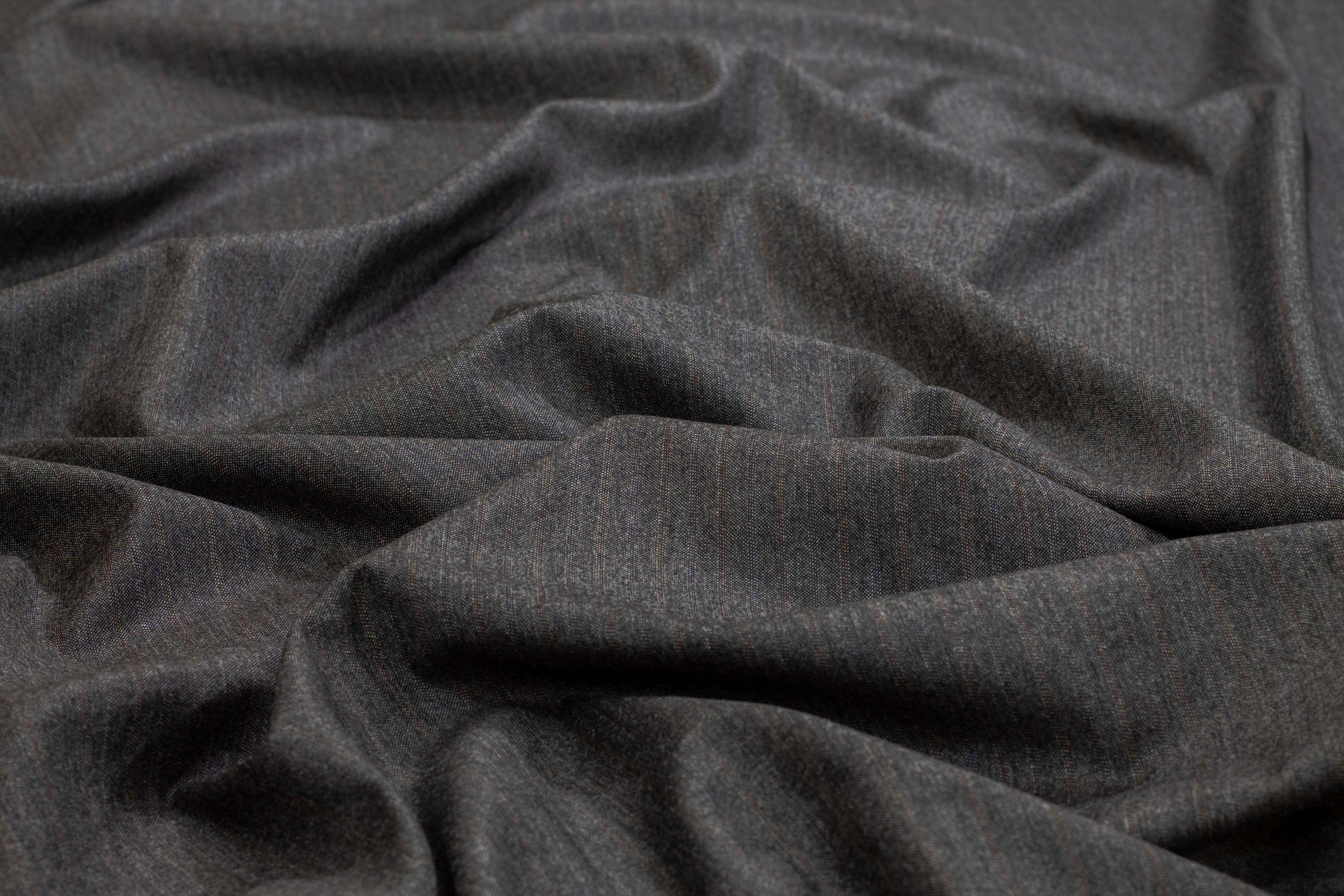 Charcoal Gray Striped Italian Wool - Prime Fabrics