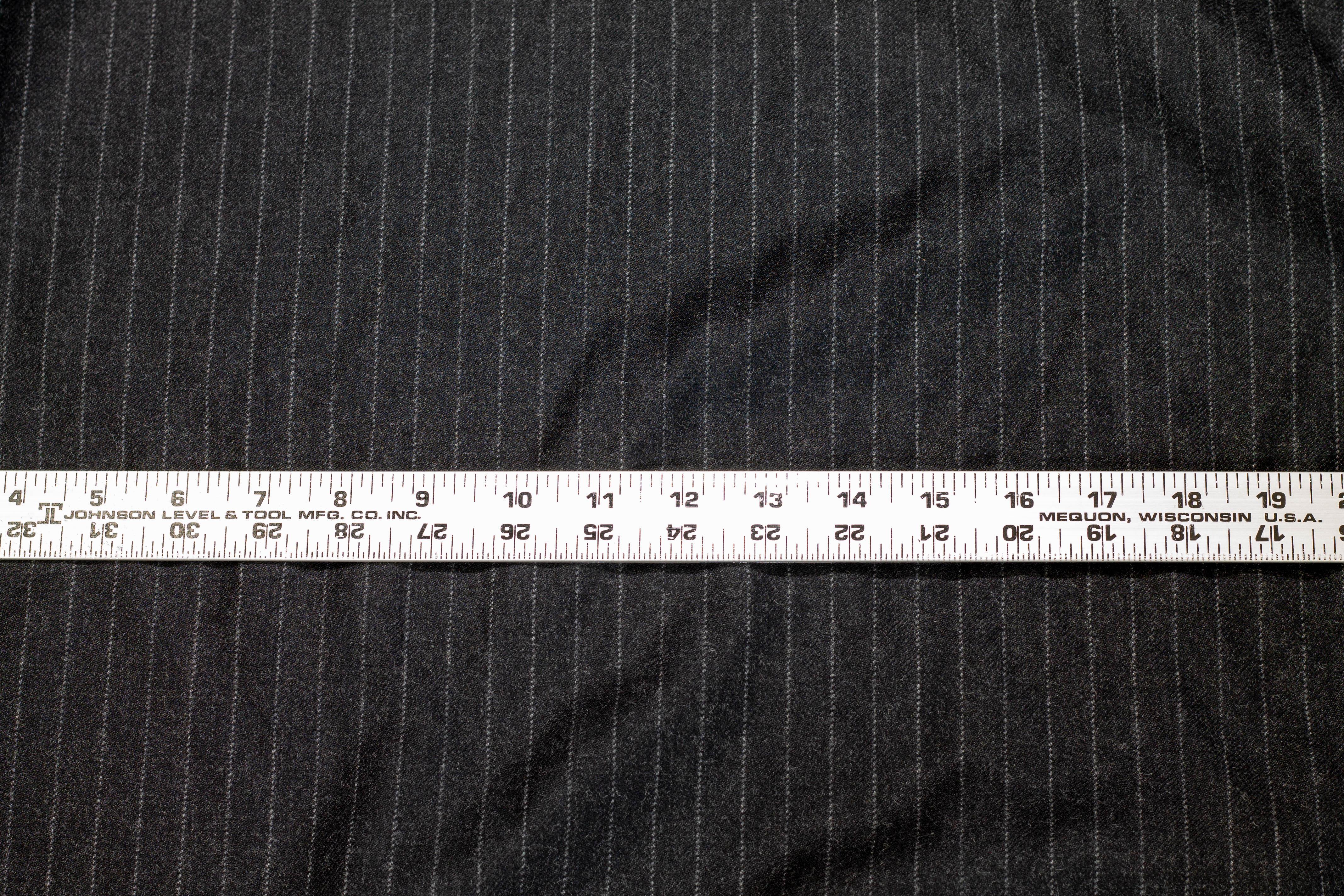 Dark Gray Striped Italian Wool Suiting - Prime Fabrics