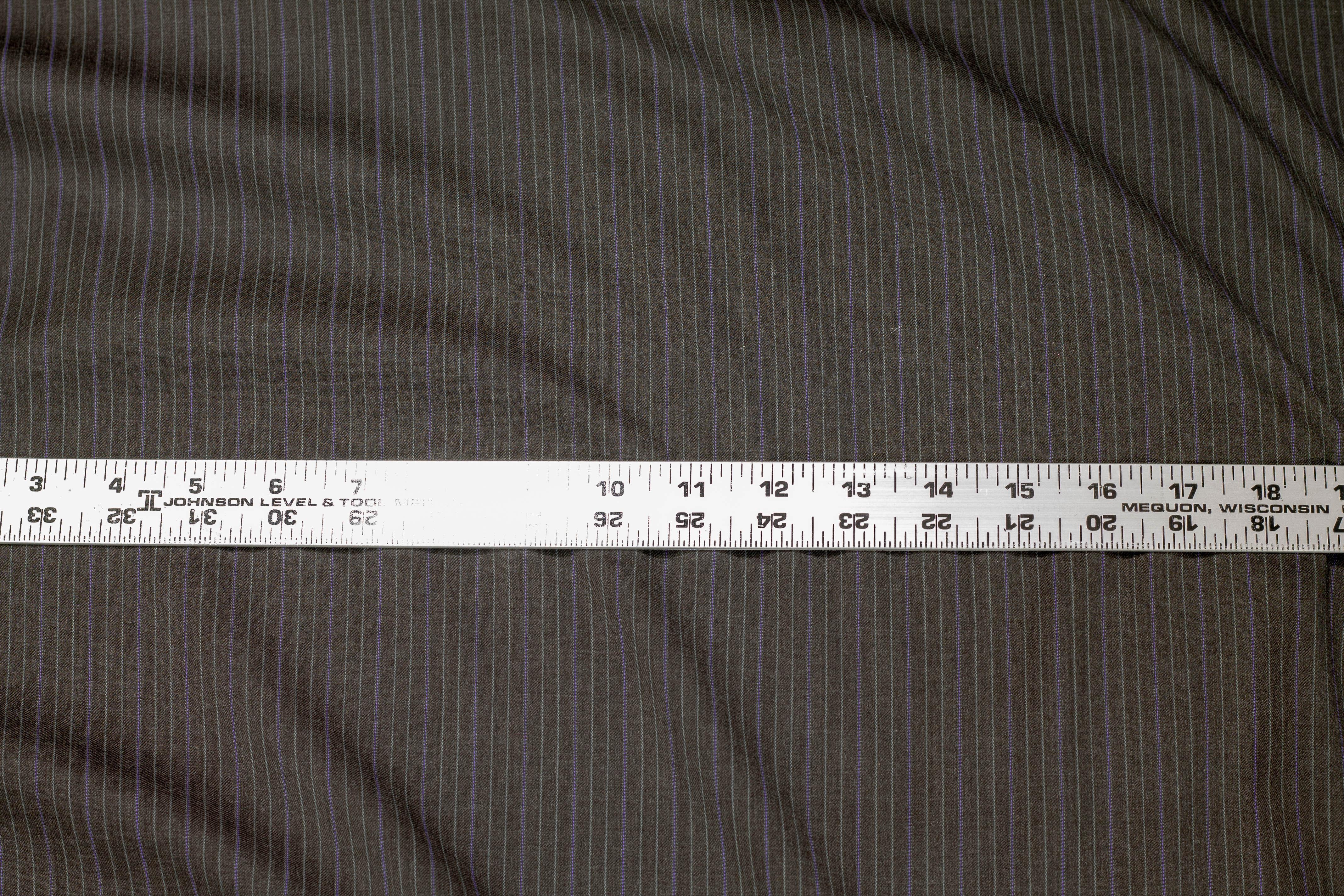 Gray Striped Italian Wool Suiting - Prime Fabrics