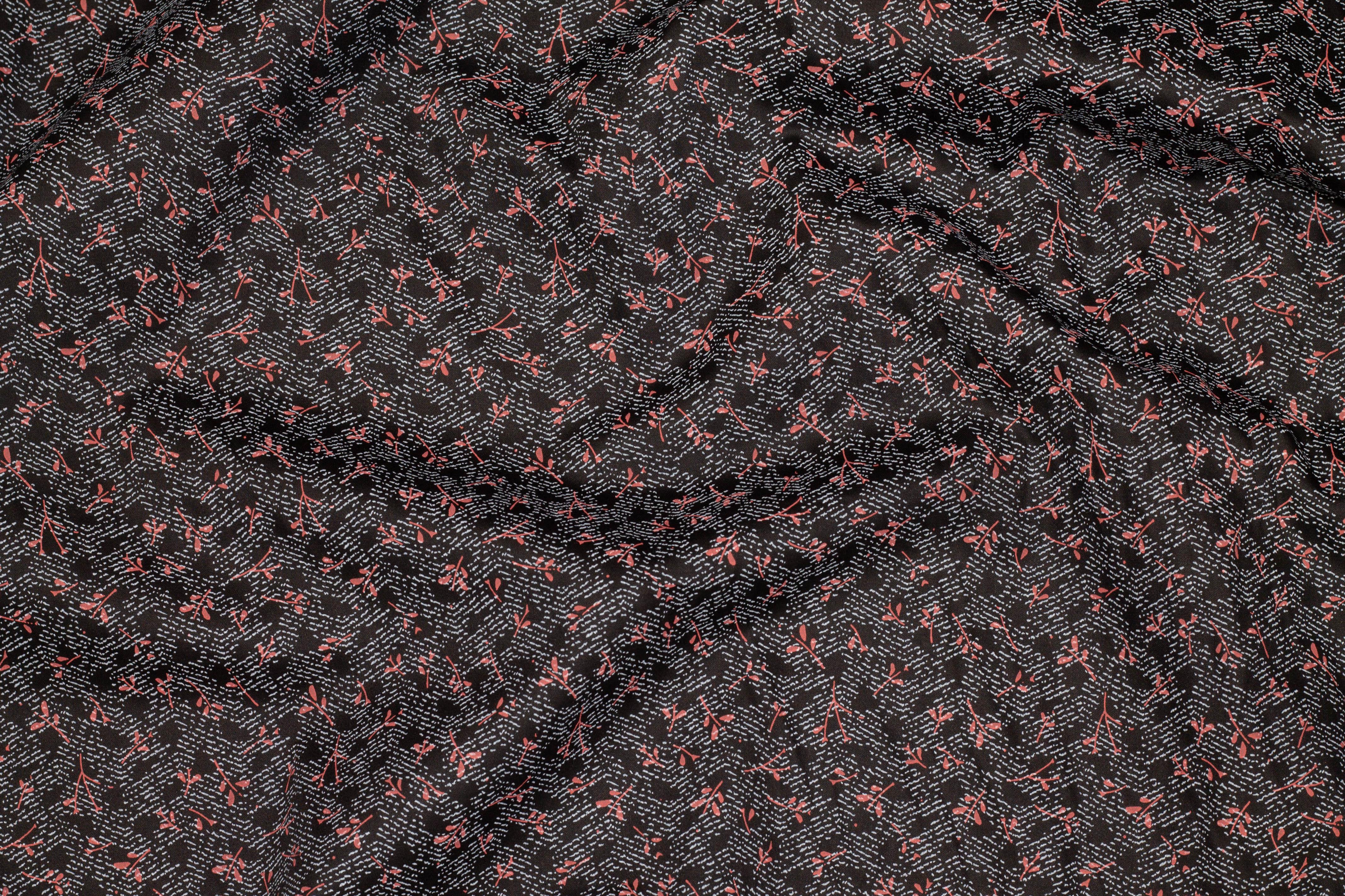 Burned Orange and Gray Floral Abstract Cotton - Prime Fabrics