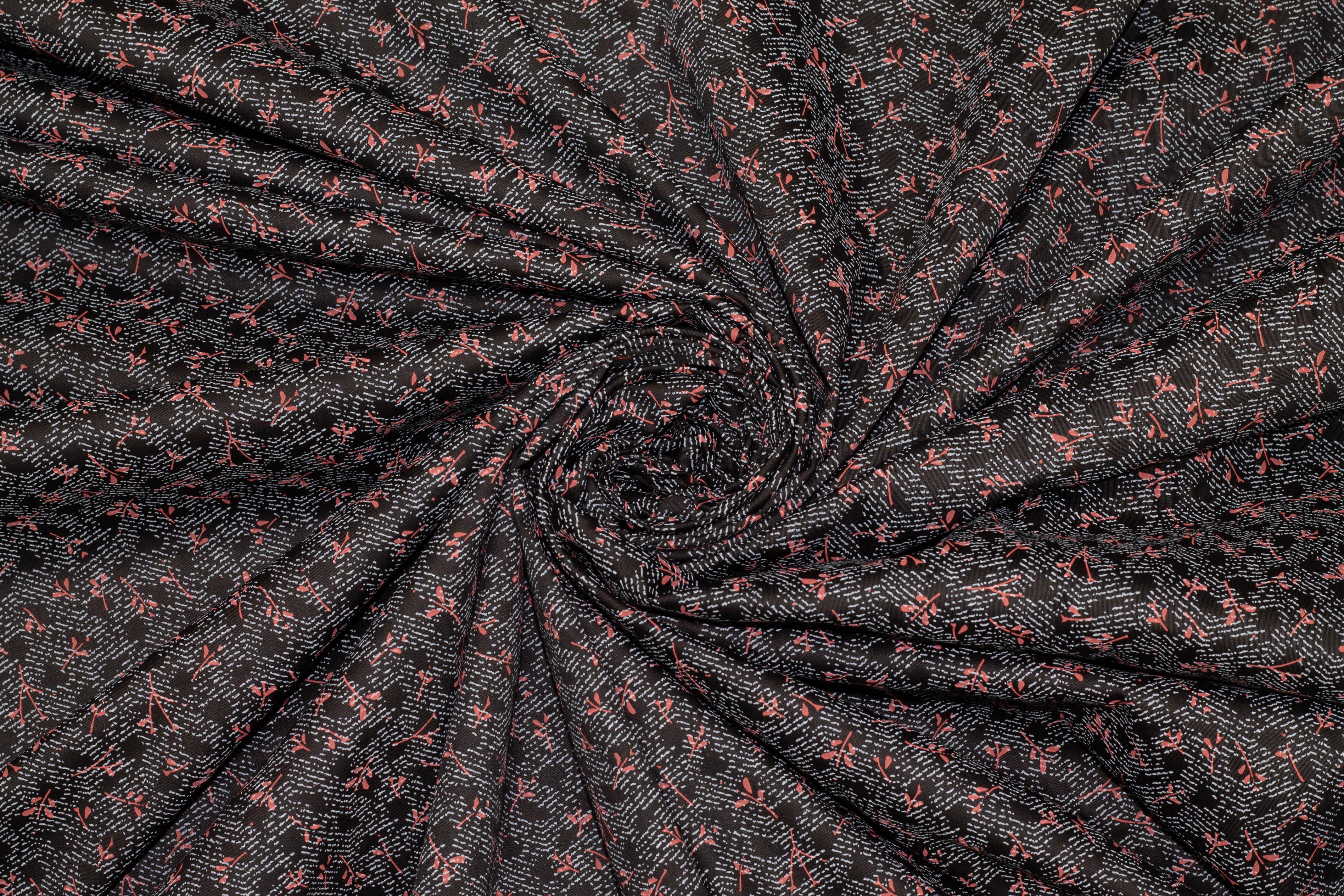 Burned Orange and Gray Floral Abstract Cotton - Prime Fabrics