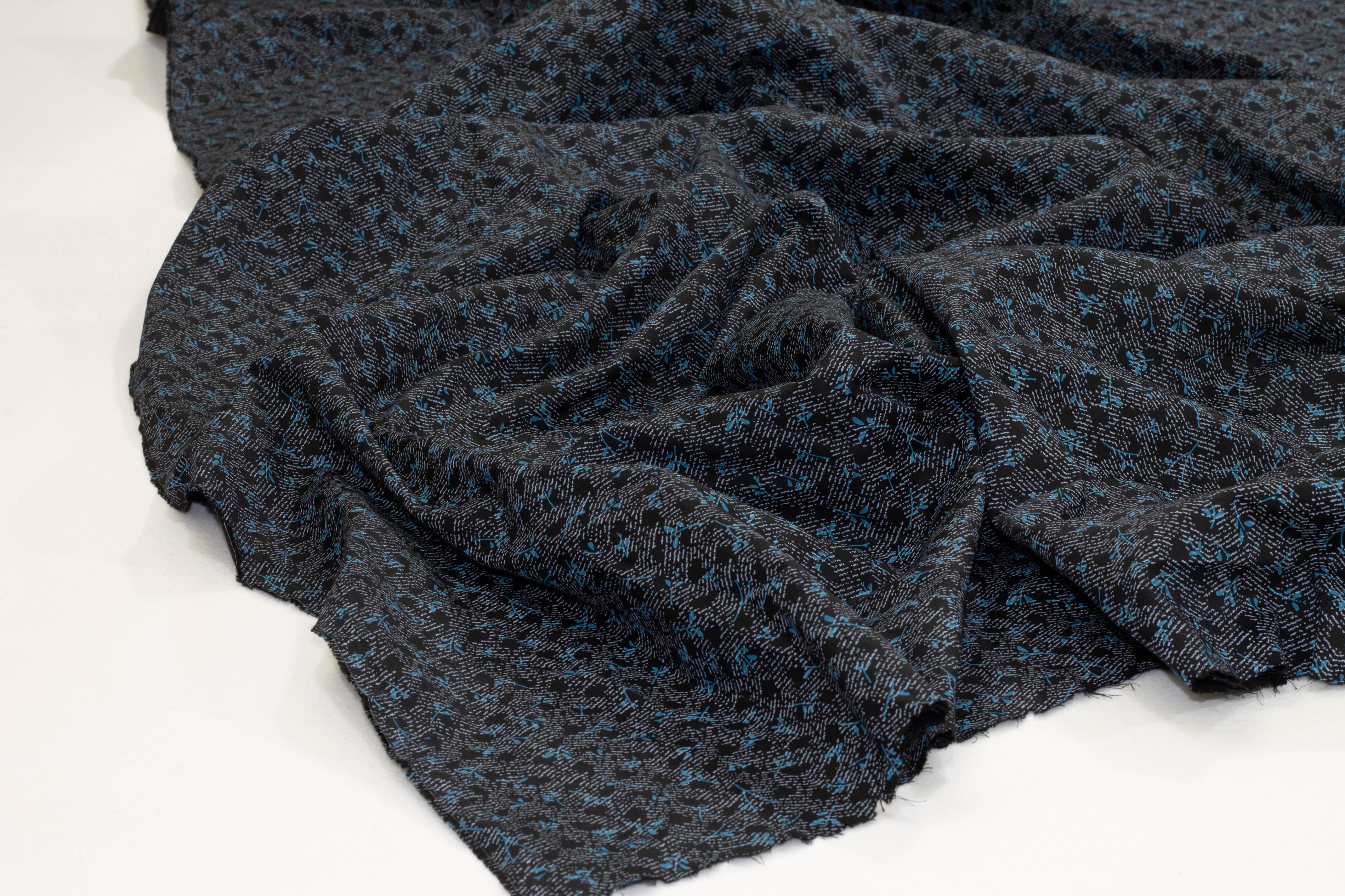 Blue and Gray Floral Abstract Cotton - Prime Fabrics