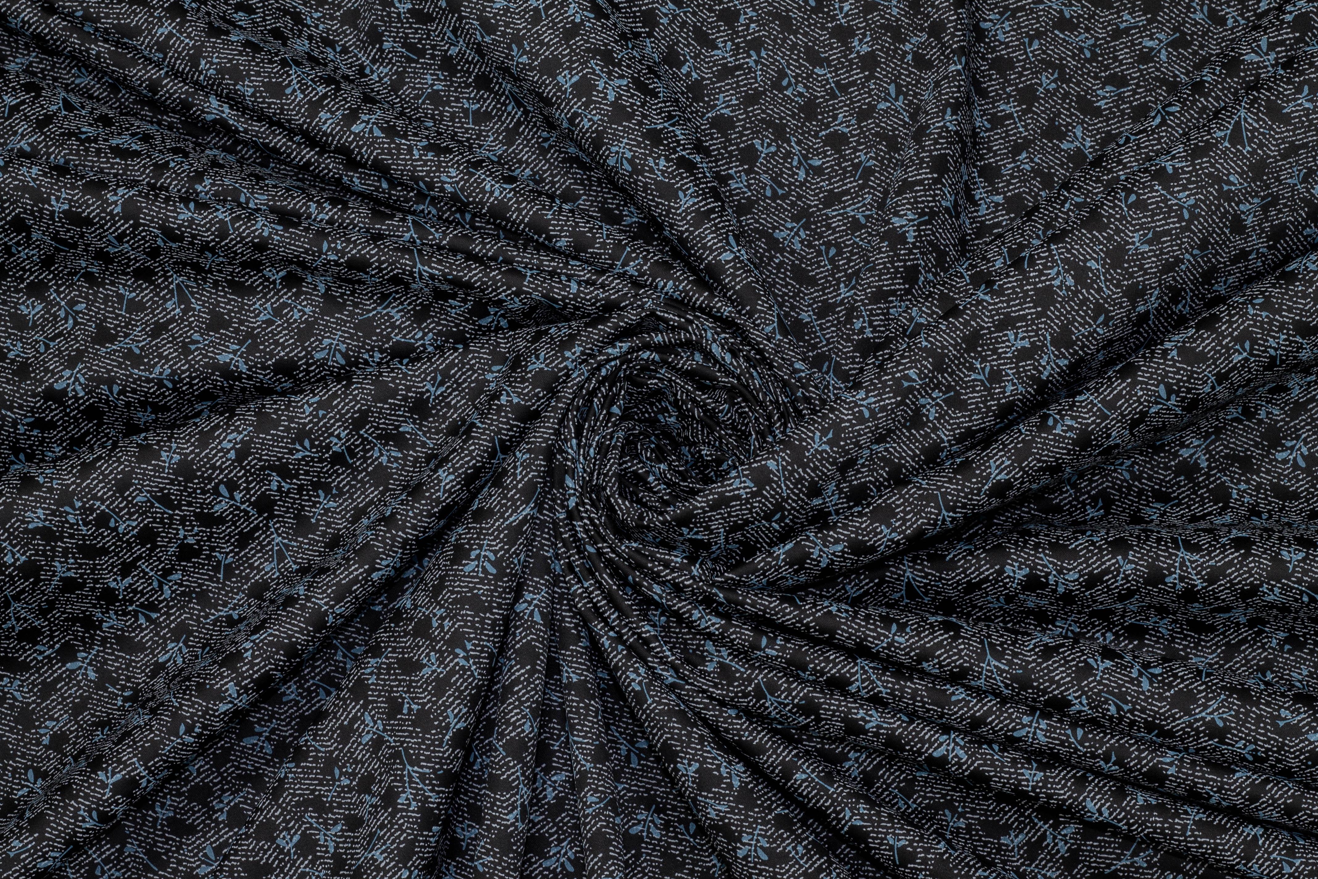 Blue and Gray Floral Abstract Cotton - Prime Fabrics