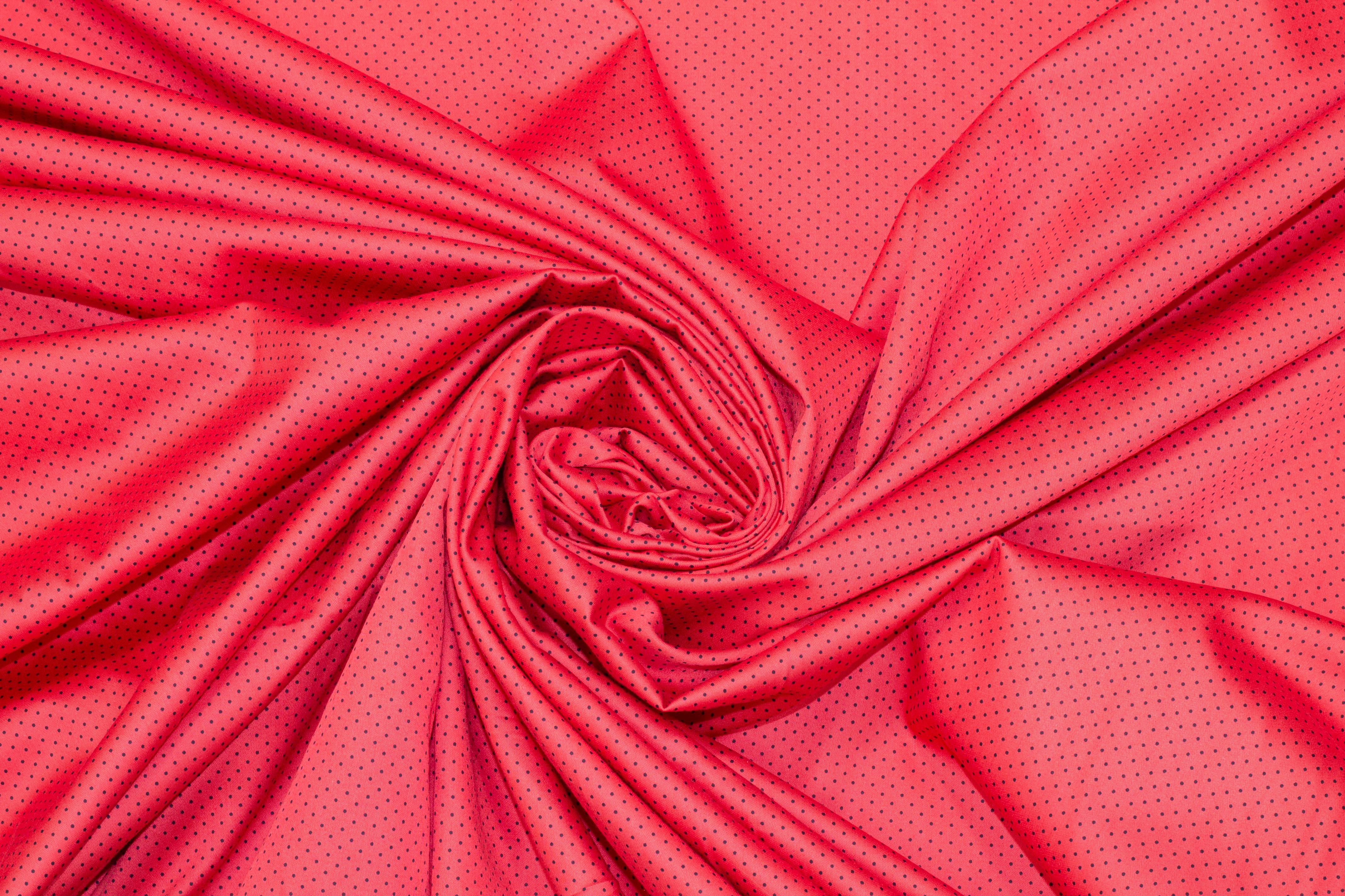 Coral Red and Black Polka Dot Cotton - Prime Fabrics