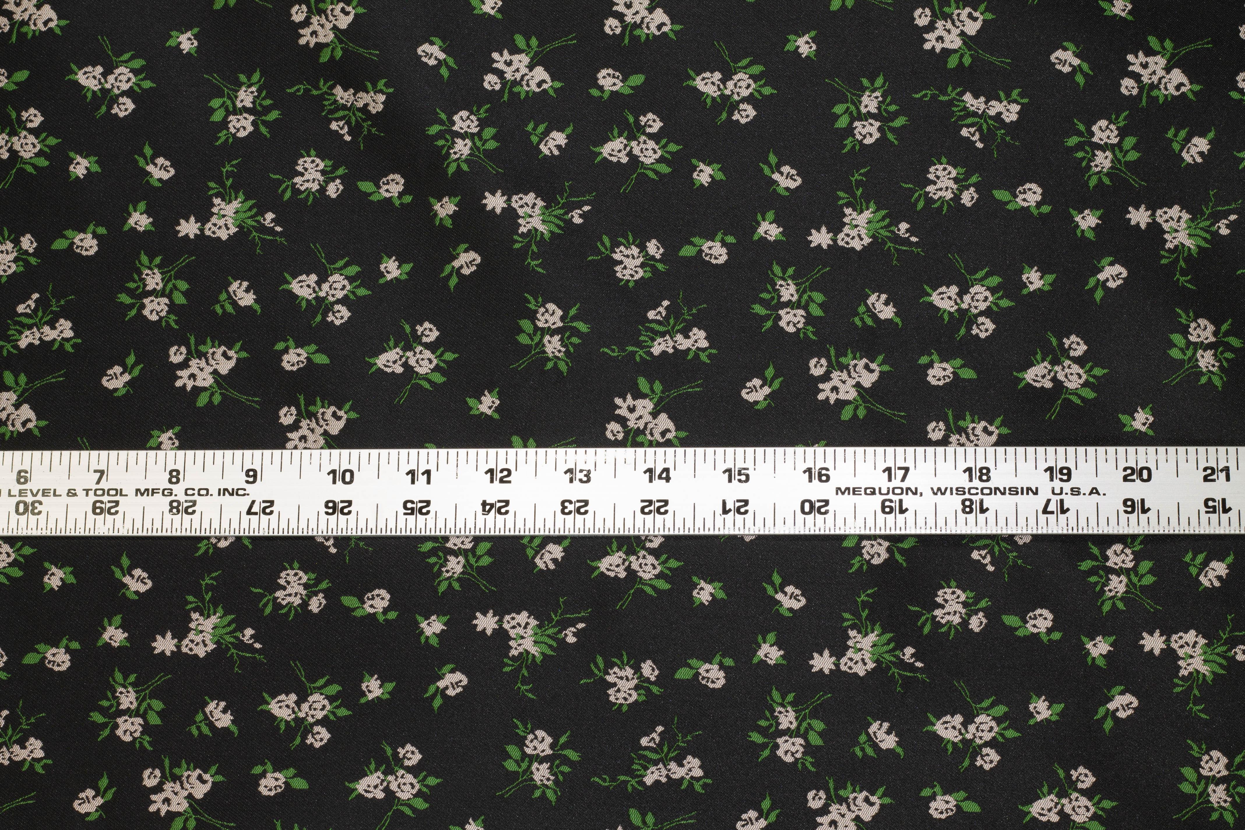 Dope-Dyed Taupe, Green and Black Floral Jacquard - Double Faced - Prime Fabrics