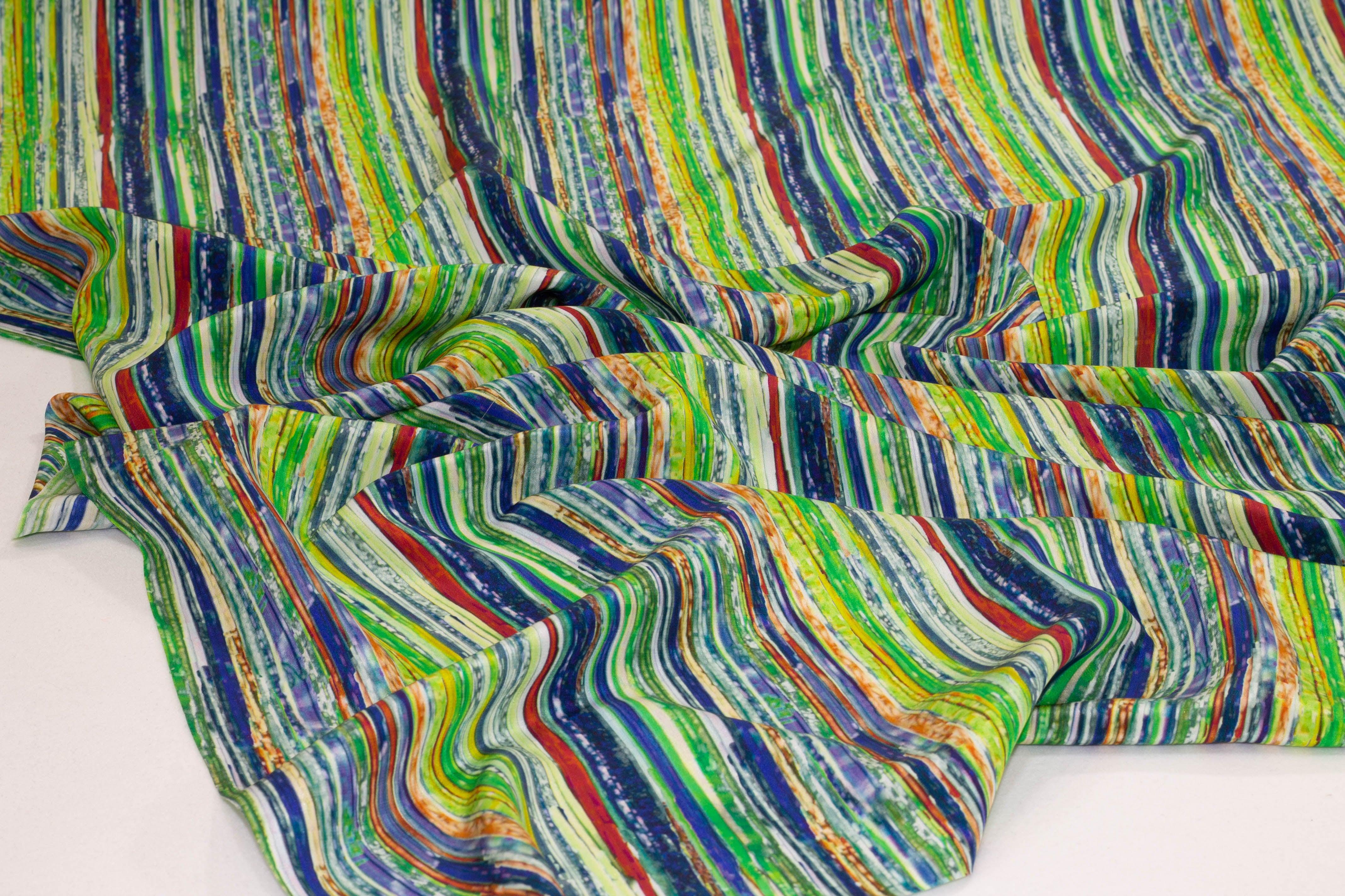 Multicolor Striped Silk Crepe De Chine - Prime Fabrics