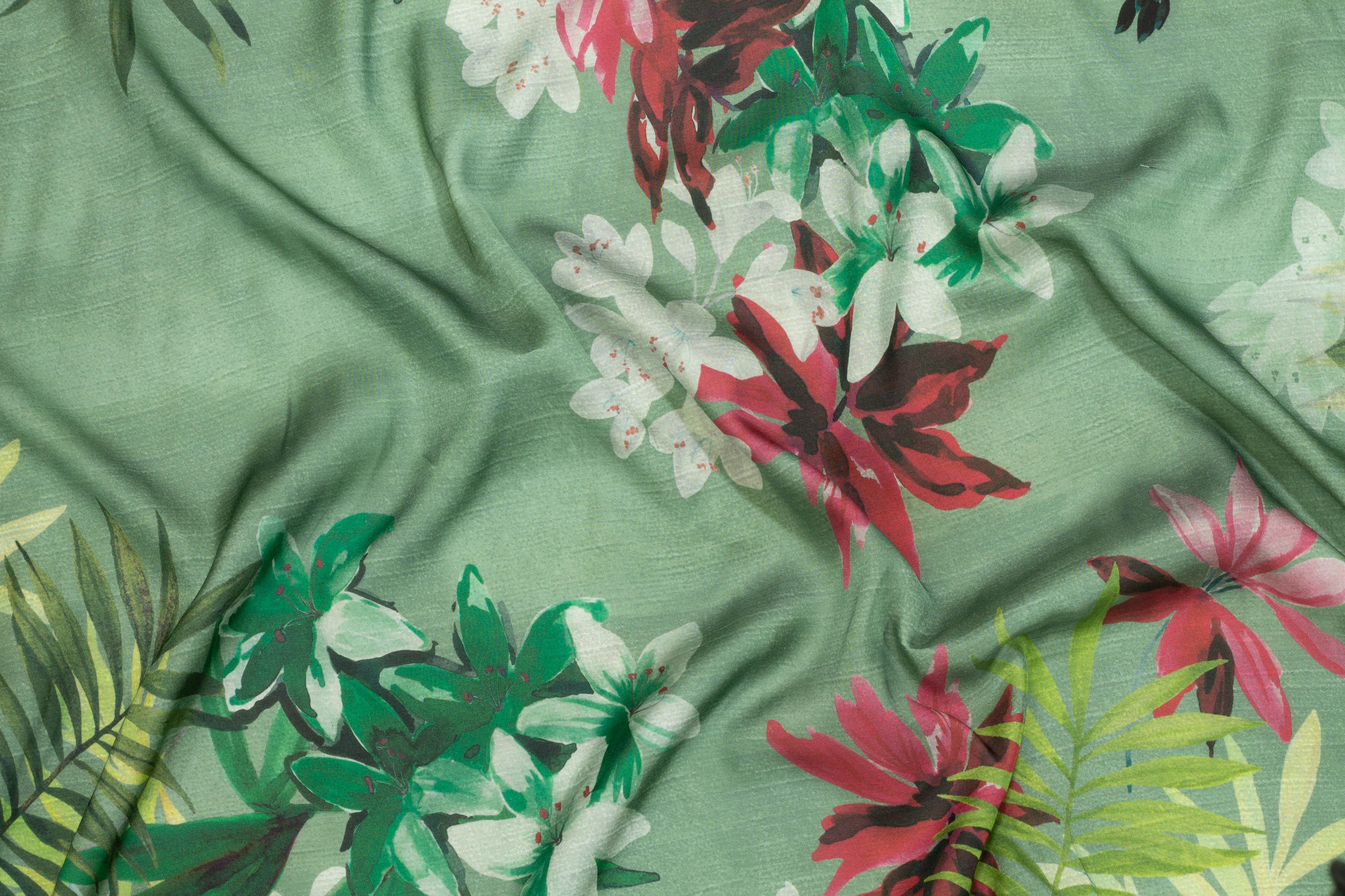 Green Floral Italian Viscose - Prime Fabrics