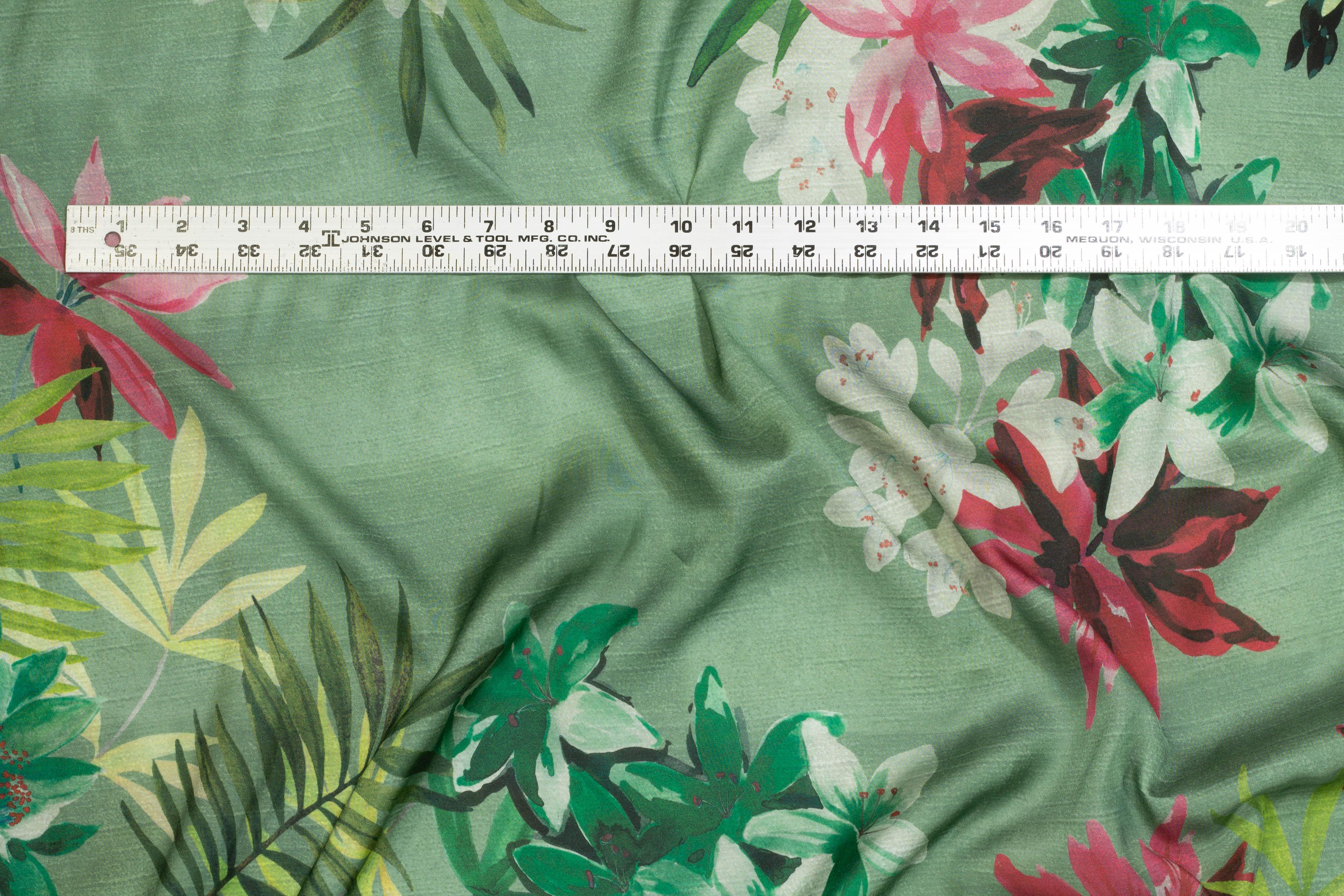 Green Floral Italian Viscose - Prime Fabrics