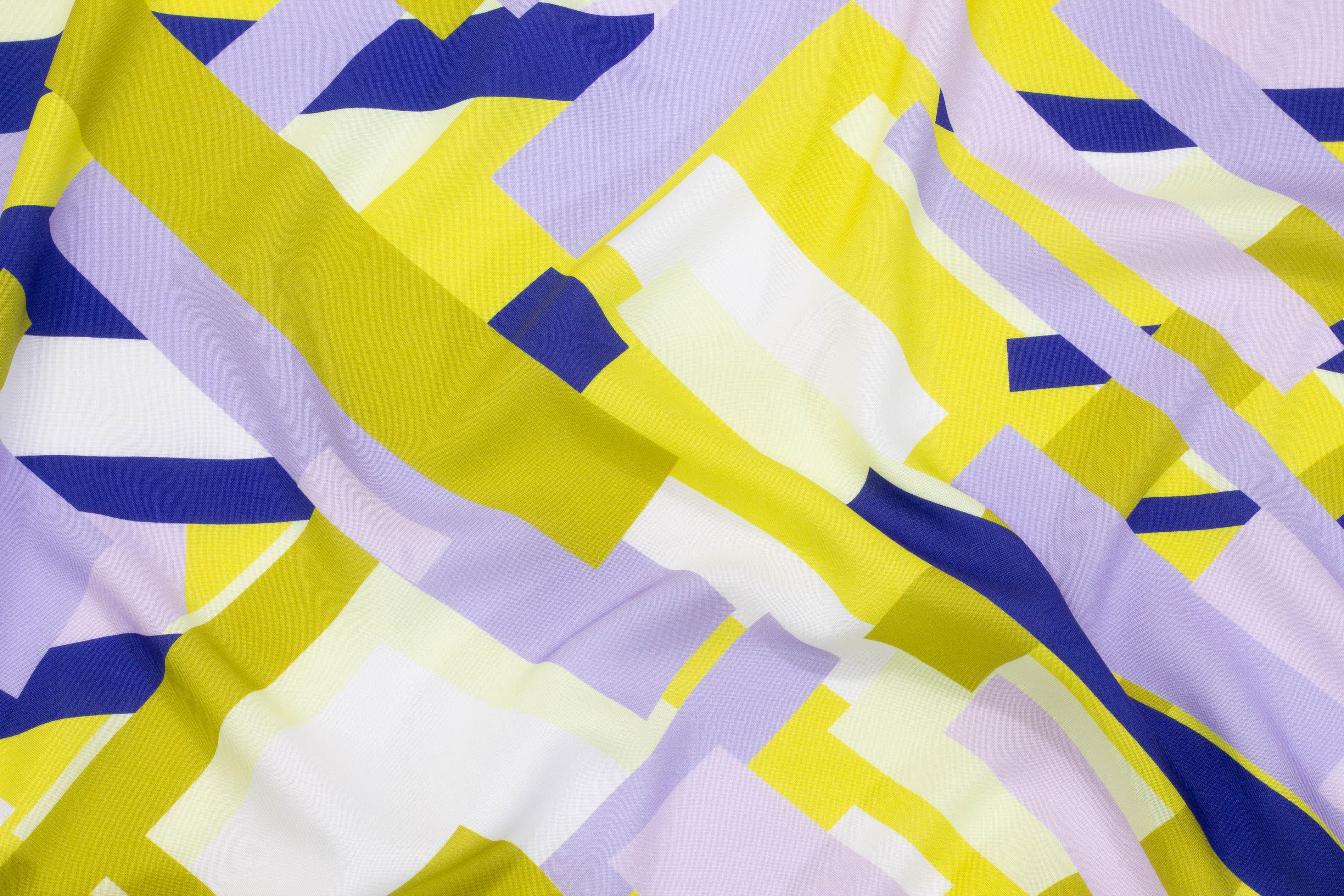 Multicolor Geometric Italian Stretch Viscose - Prime Fabrics
