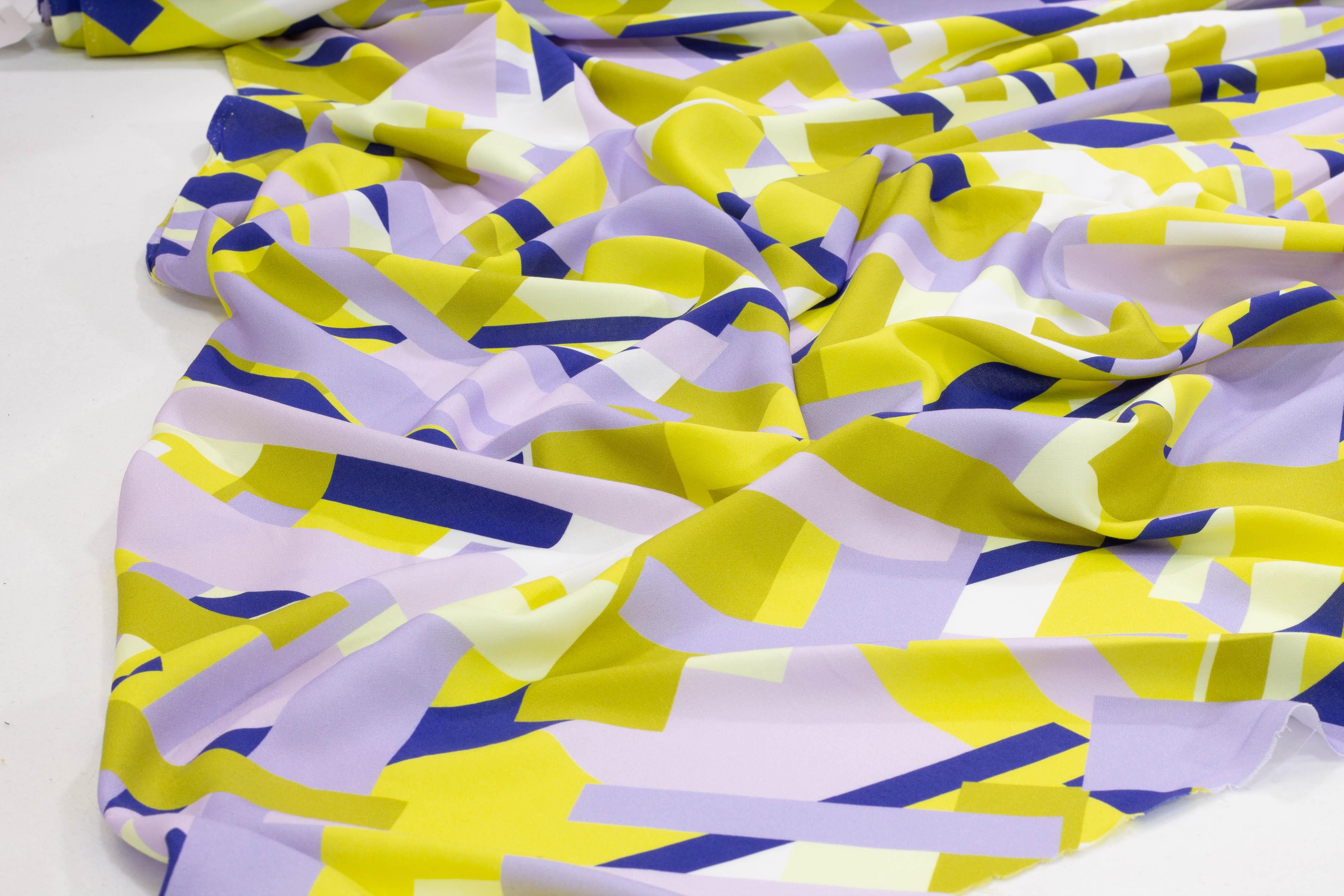 Multicolor Geometric Italian Stretch Viscose - Prime Fabrics