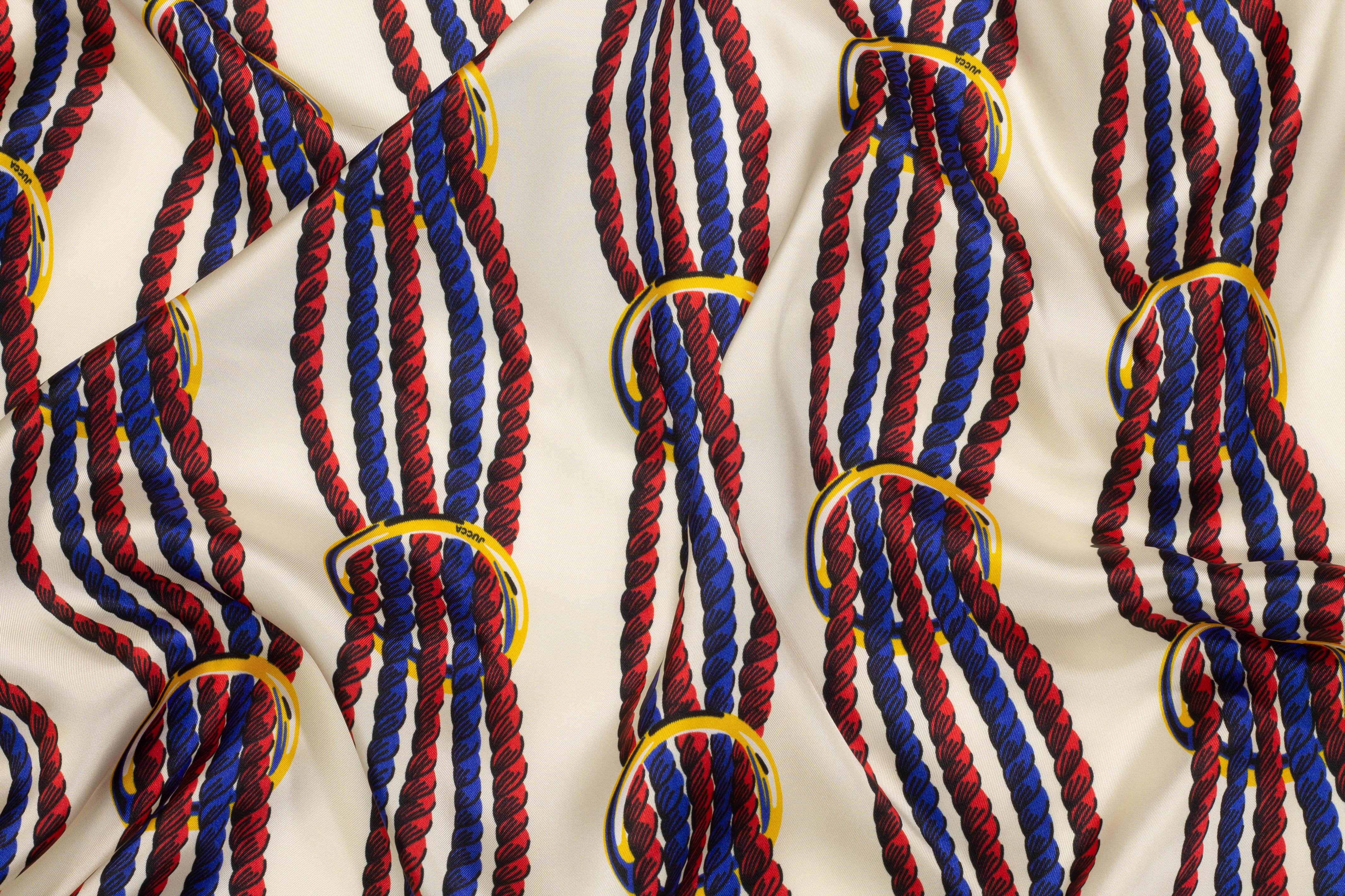 Off-White Rope Design Italian Viscose Charmeuse - Prime Fabrics