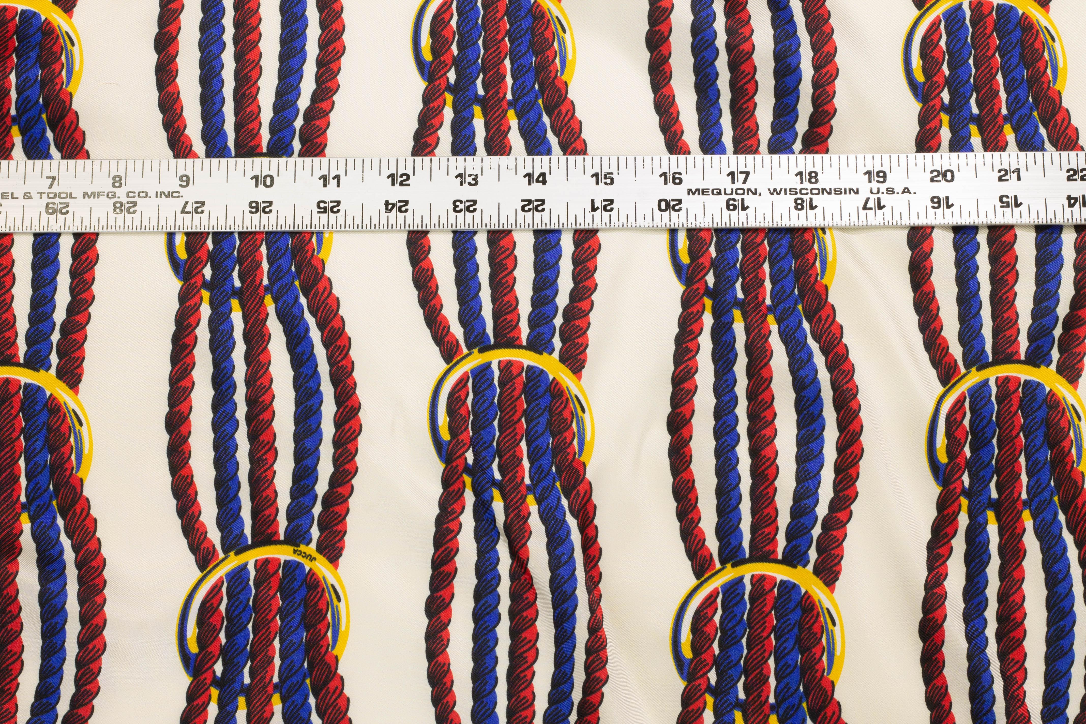 Off-White Rope Design Italian Viscose Charmeuse - Prime Fabrics