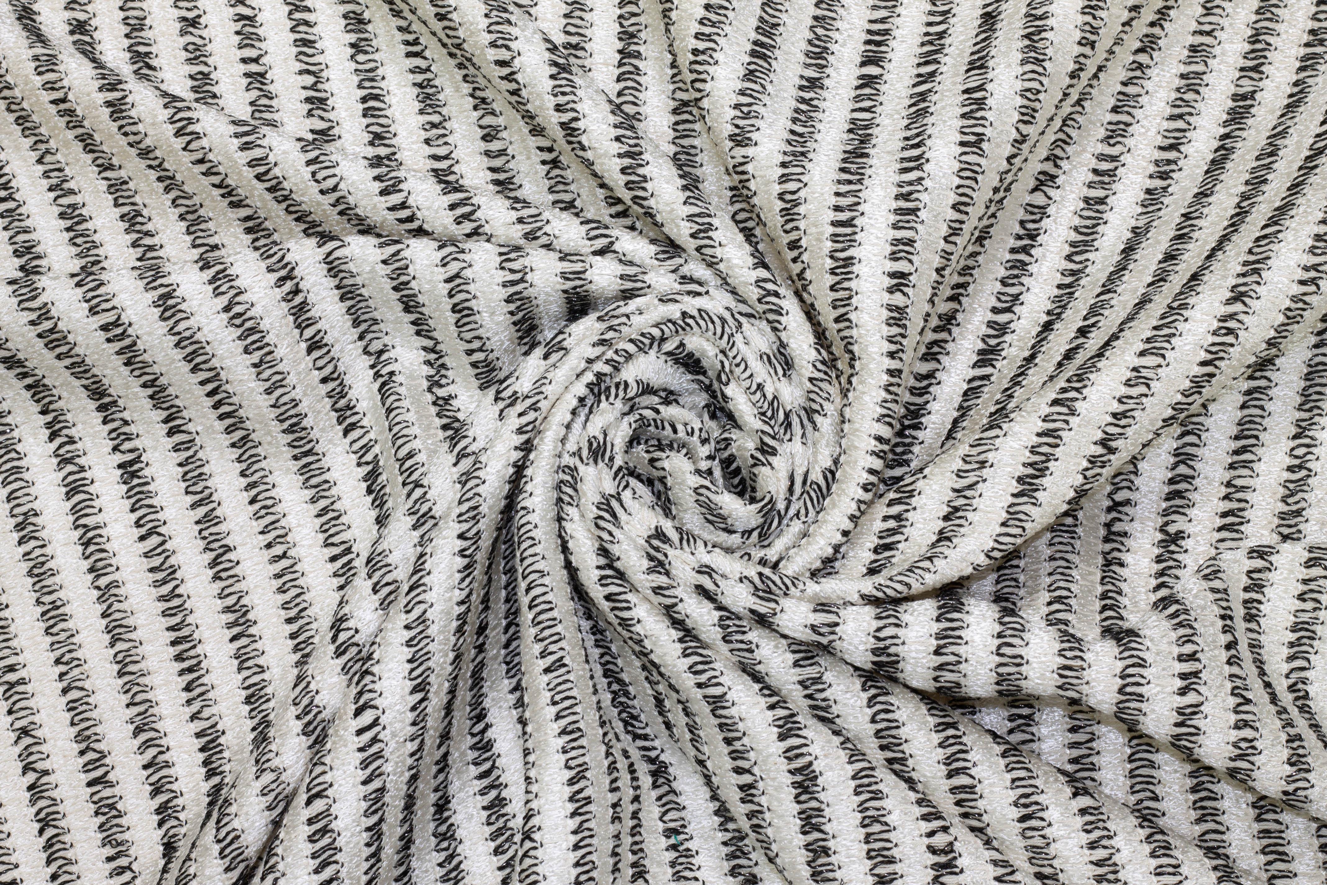 Black and White Metallic Crochet - Prime Fabrics