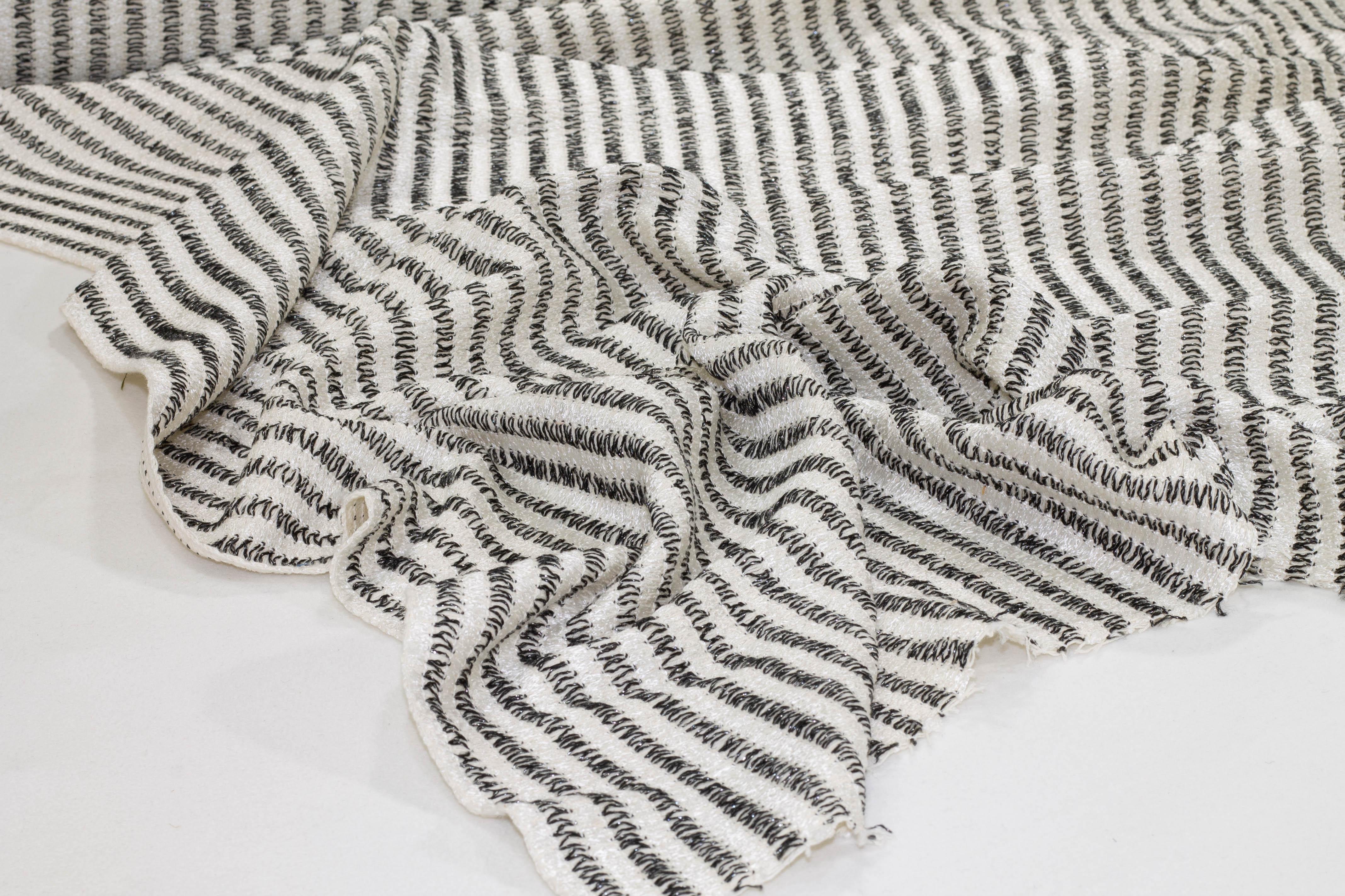 Black and White Metallic Crochet - Prime Fabrics