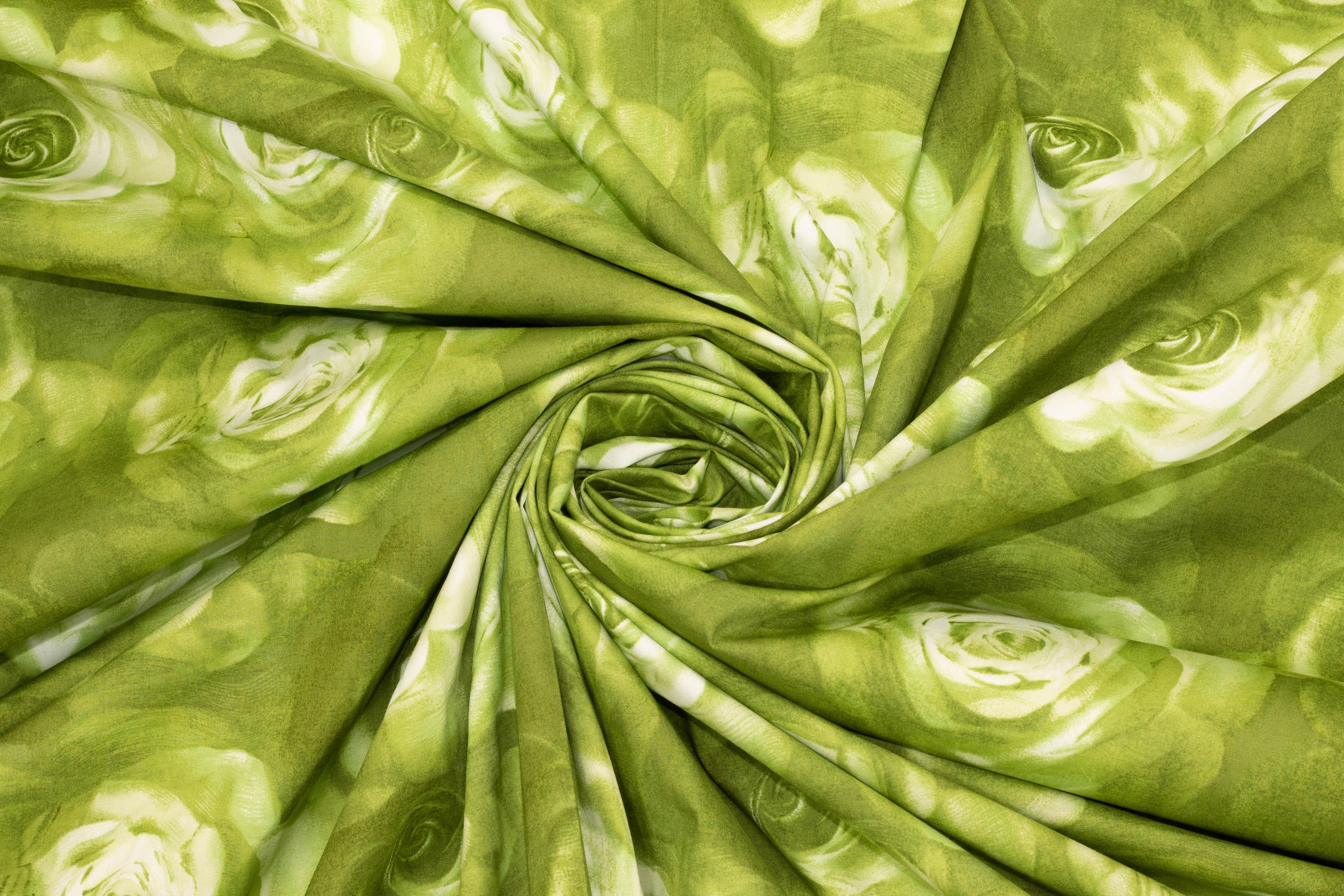 Green Floral Stretch Cotton - Prime Fabrics